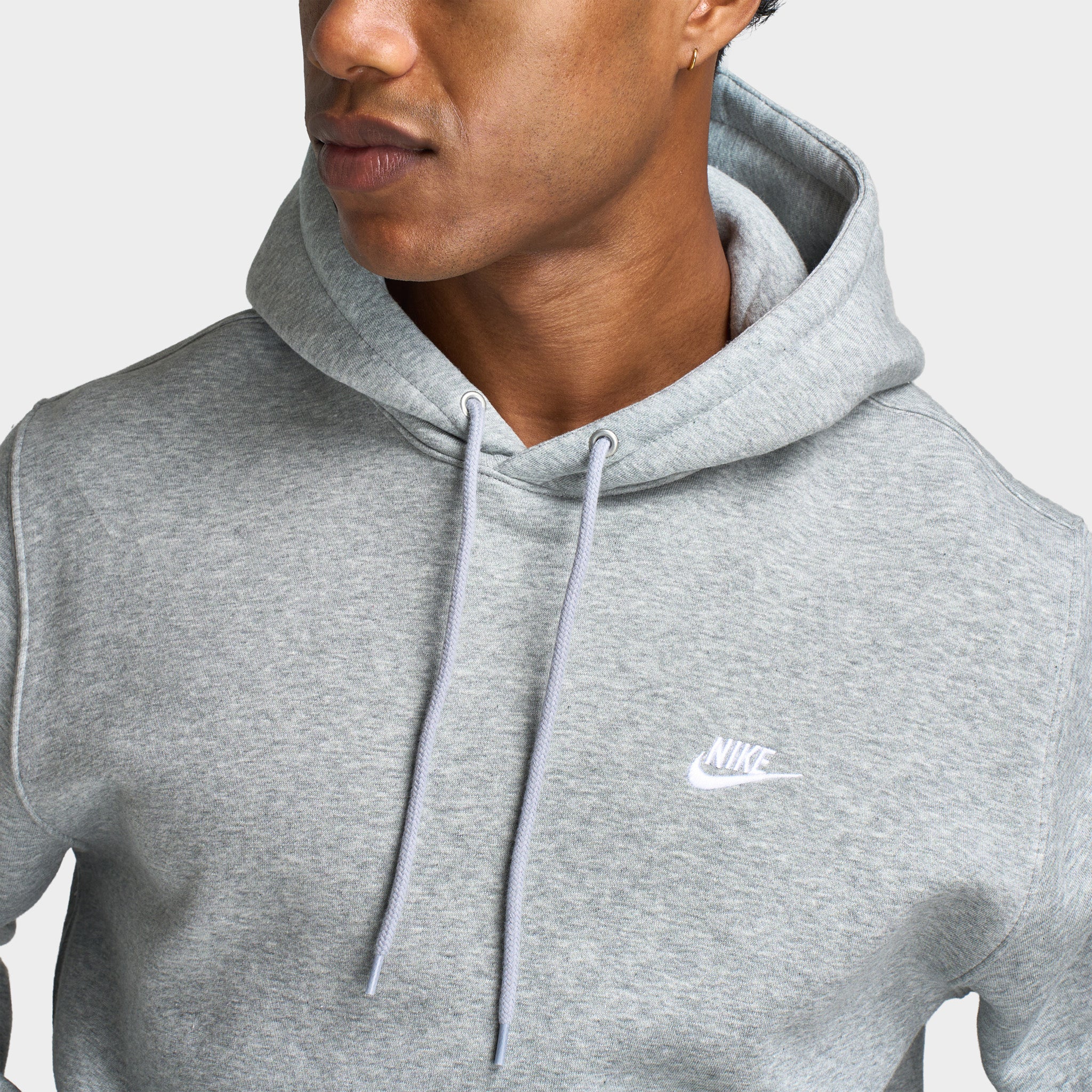 Nike Club Fleece Pullover Hoodie Dark Grey Heather / Light Smoke Grey - White - Image 3