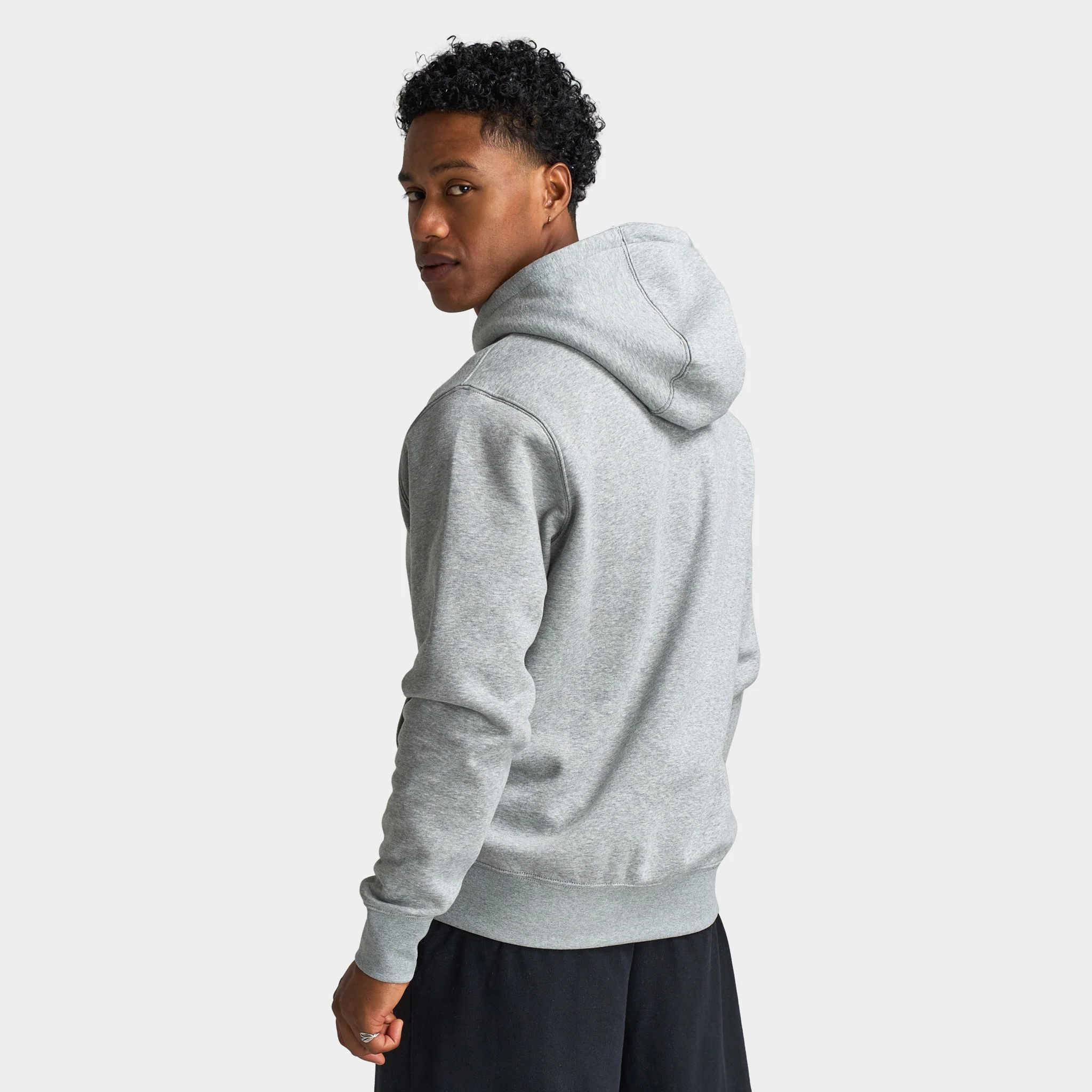 Nike Club Fleece Pullover Hoodie Dark Grey Heather / Light Smoke Grey - White - Image 4