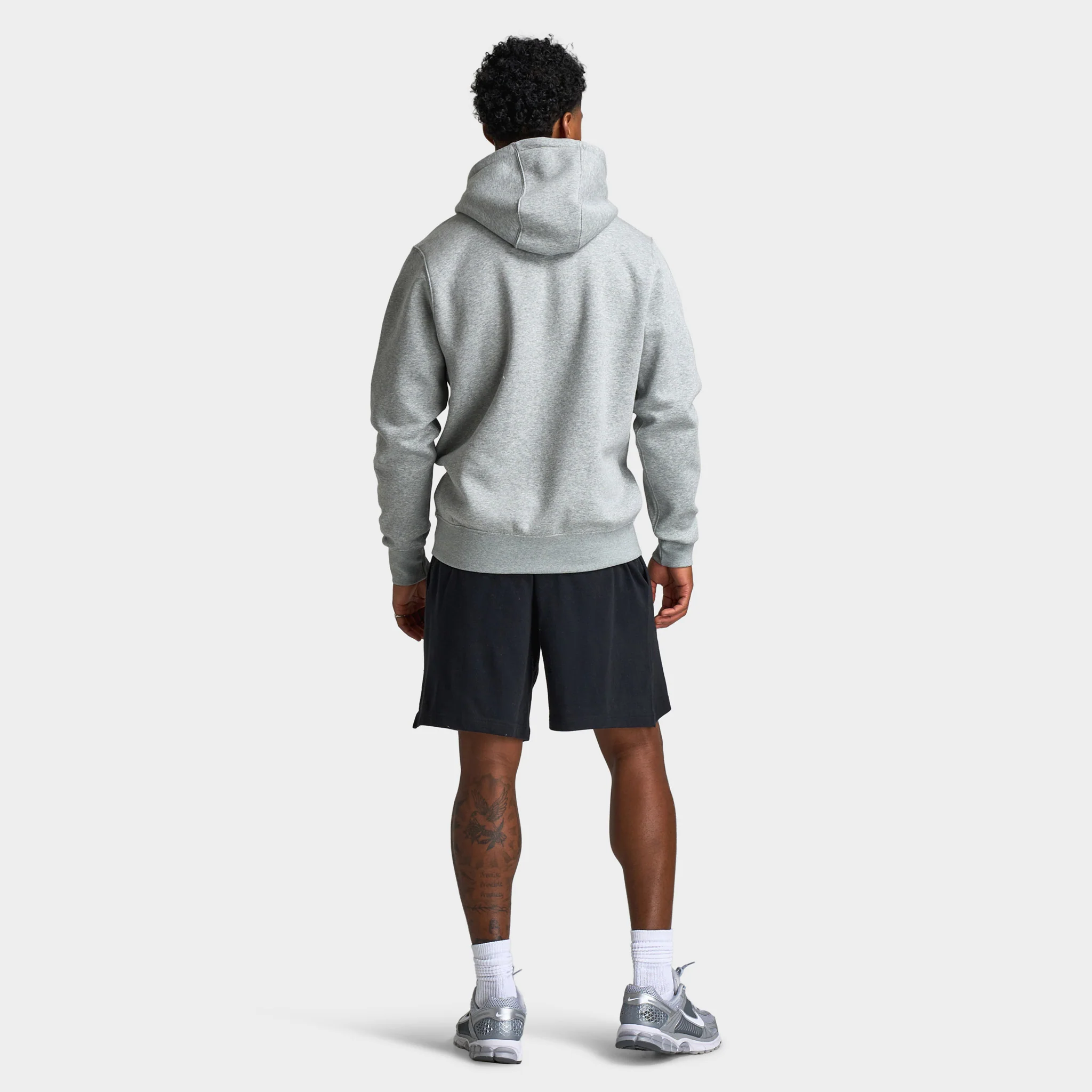 Nike Club Fleece Pullover Hoodie Dark Grey Heather / Light Smoke Grey - White - Image 5