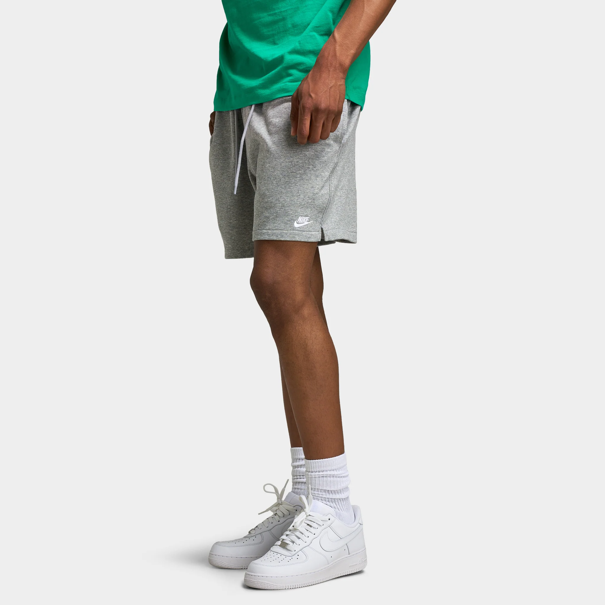 Nike Club French Terry Flow Shorts Dark Grey Heather / Lt Smoke Grey - White - Image 3