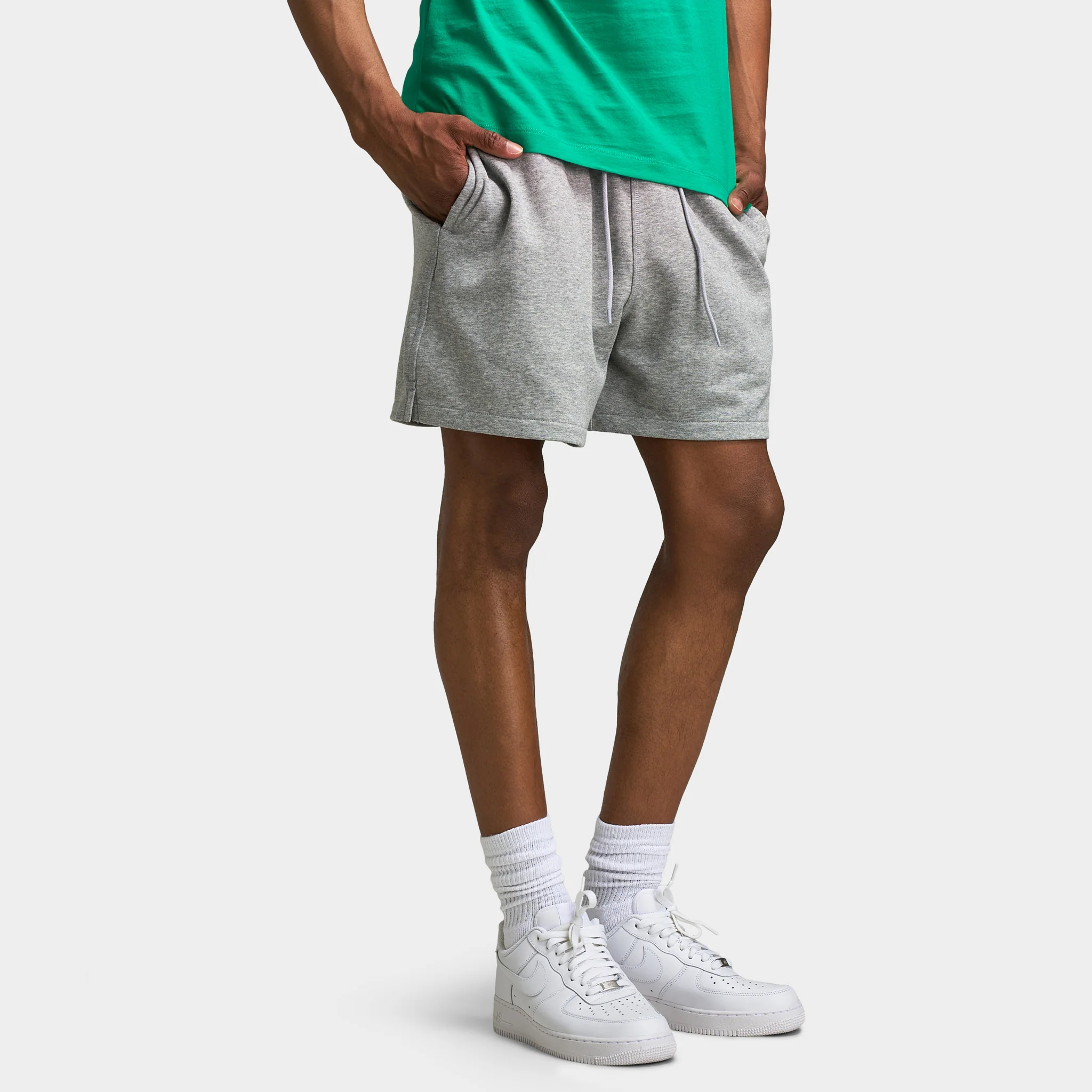 Nike Club French Terry Flow Shorts Dark Grey Heather / Lt Smoke Grey - White - Image 4