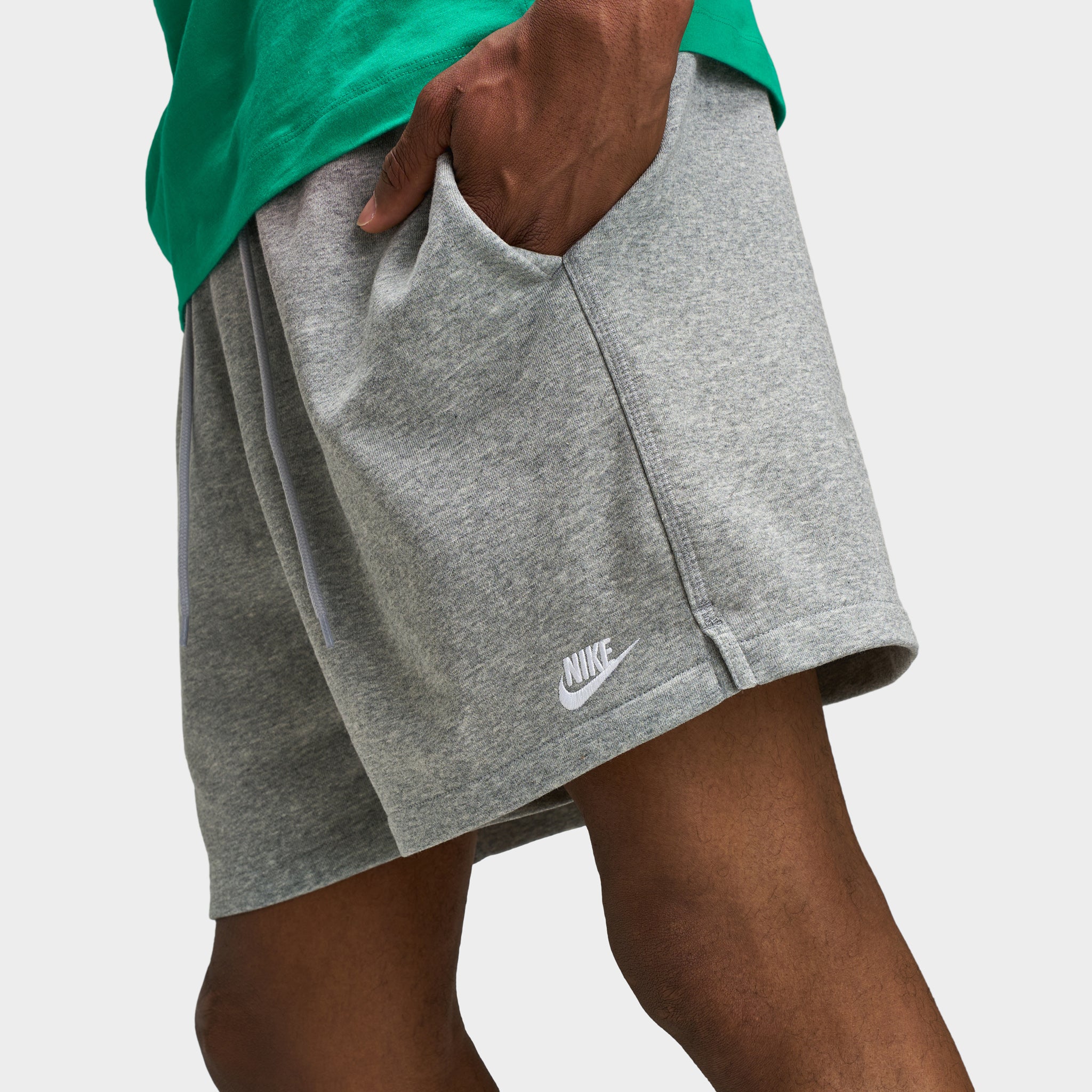 Nike Club French Terry Flow Shorts Dark Grey Heather / Lt Smoke Grey - White - Image 5