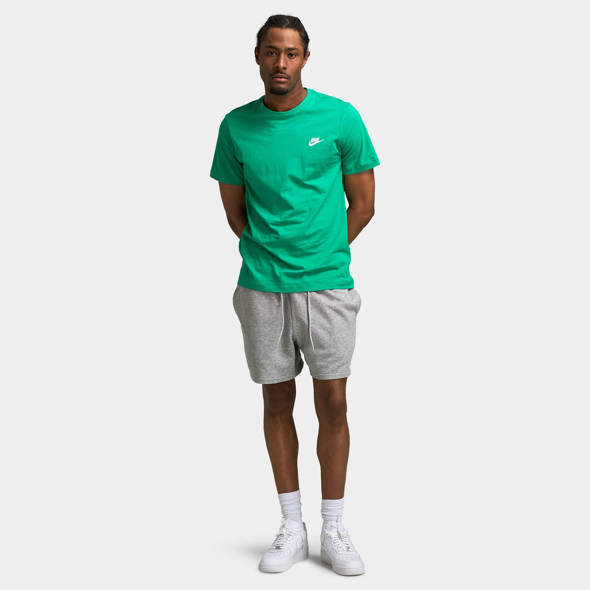 Nike Club French Terry Flow Shorts Dark Grey Heather / Lt Smoke Grey - White - Image 6