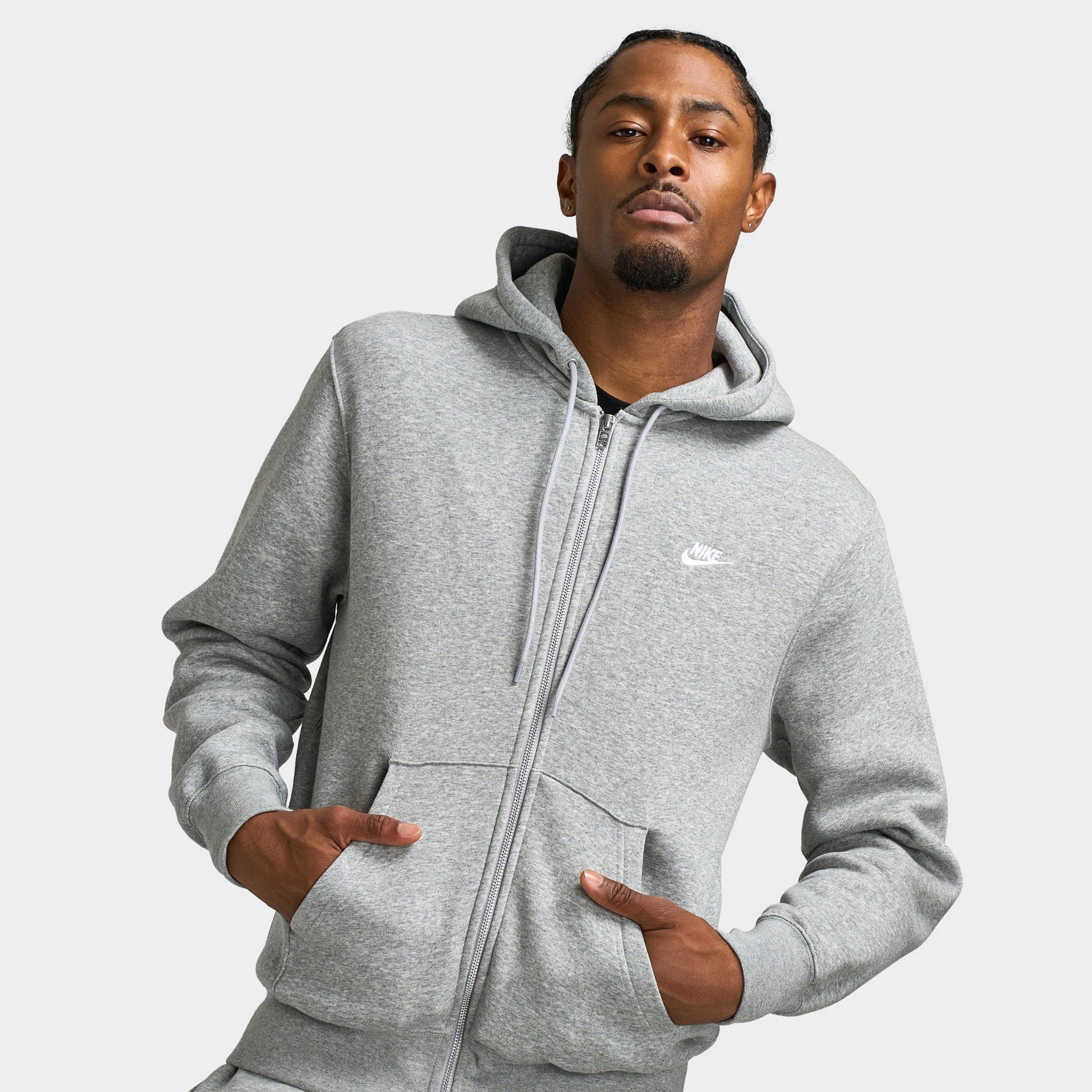 Nike Club Full-Zip Hoodie / Heather Grey - Image 3