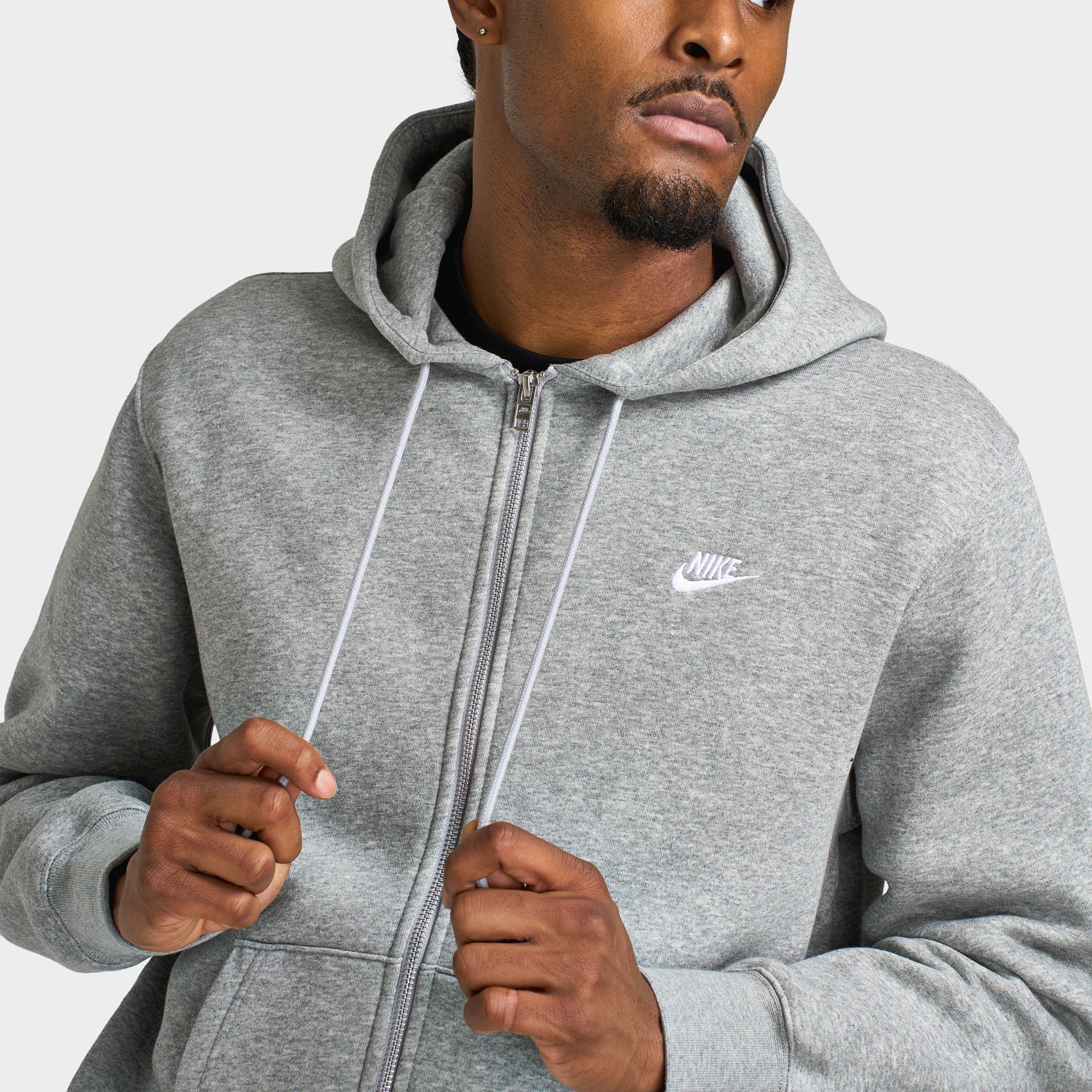 Nike Club Full-Zip Hoodie / Heather Grey - Image 4