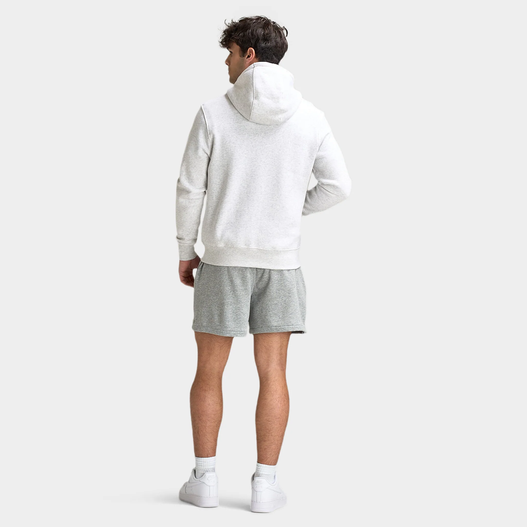Nike Club Full Zip Hoodie Birch Heather / White / White - Image 6
