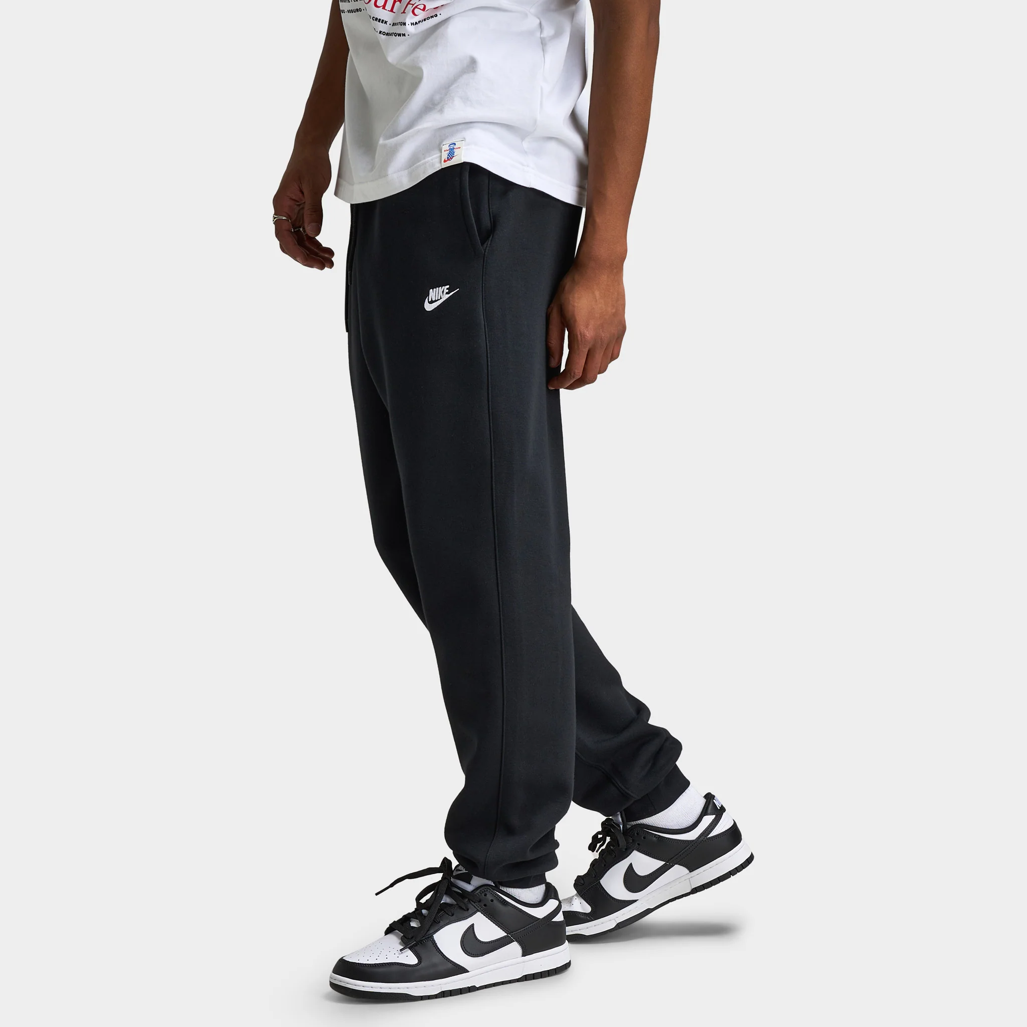 Nike Club Joggers Black / Black - White - Image 3