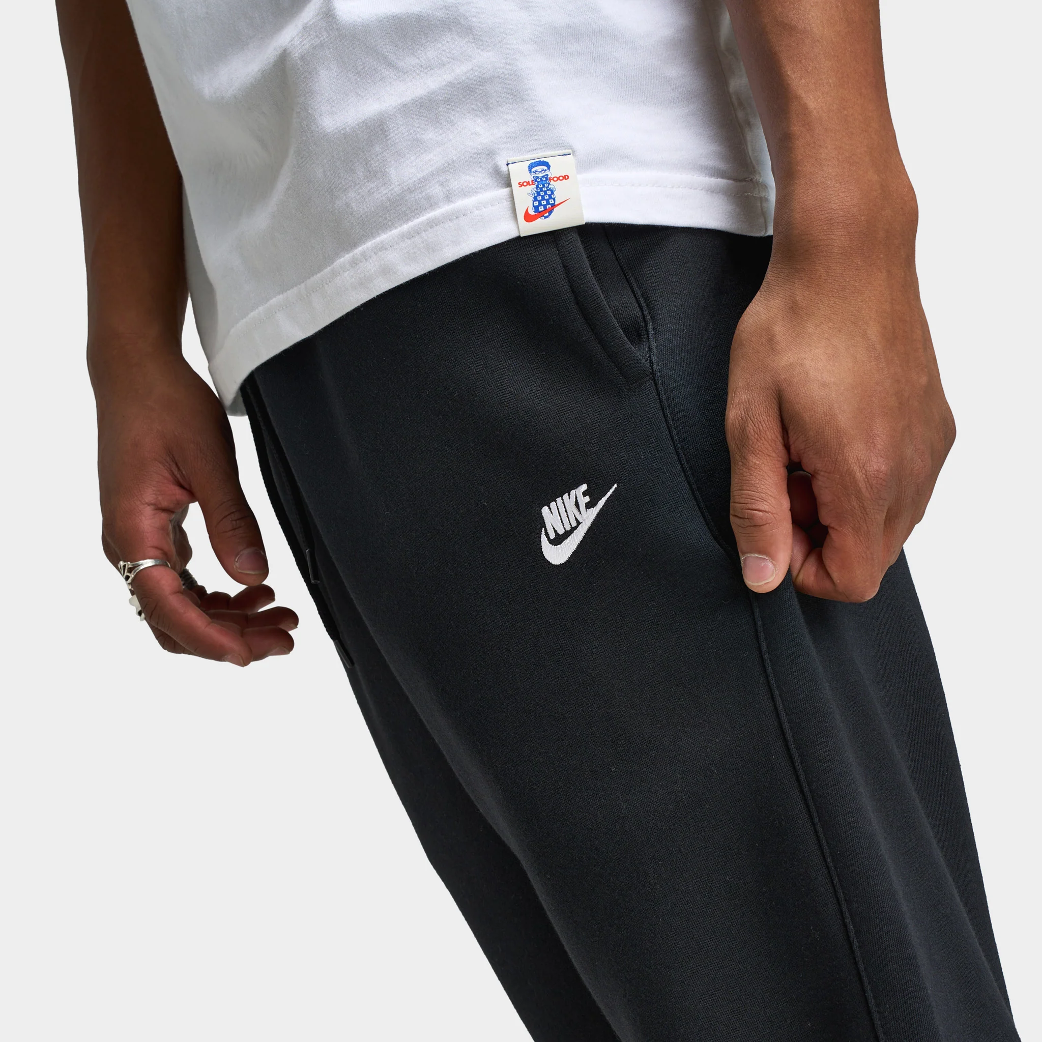 Nike Club Joggers Black / Black - White - Image 4