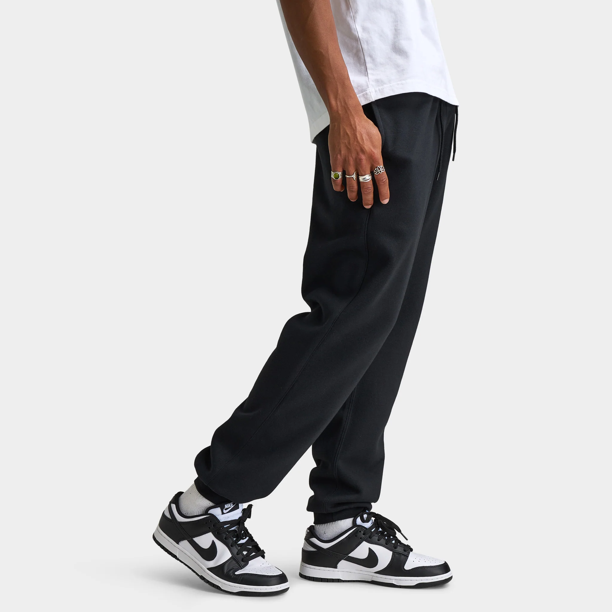 Nike Club Joggers Black / Black - White - Image 5