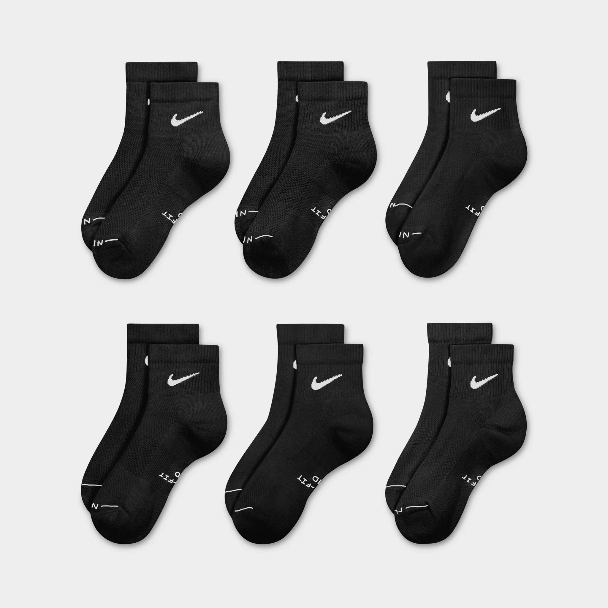 Nike Everyday Elevated Ankle Socks (6 Pack) Black / White - Image 2