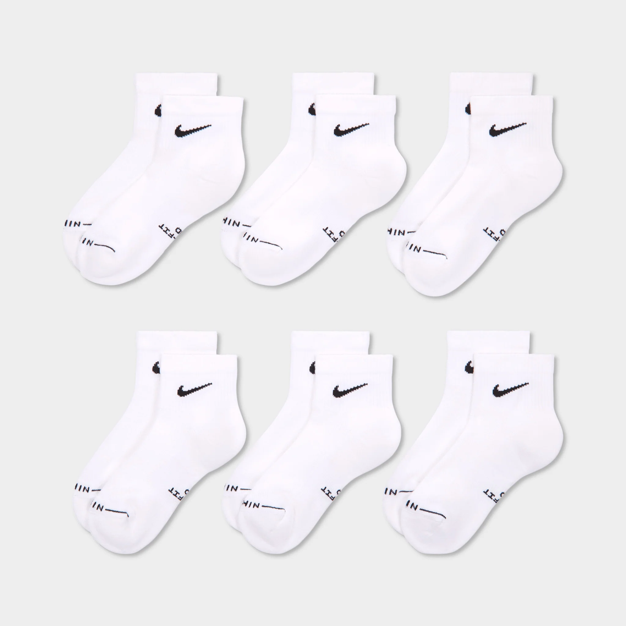 Nike Everyday Elevated Ankle Socks (6-Pack) White / Black - Image 2