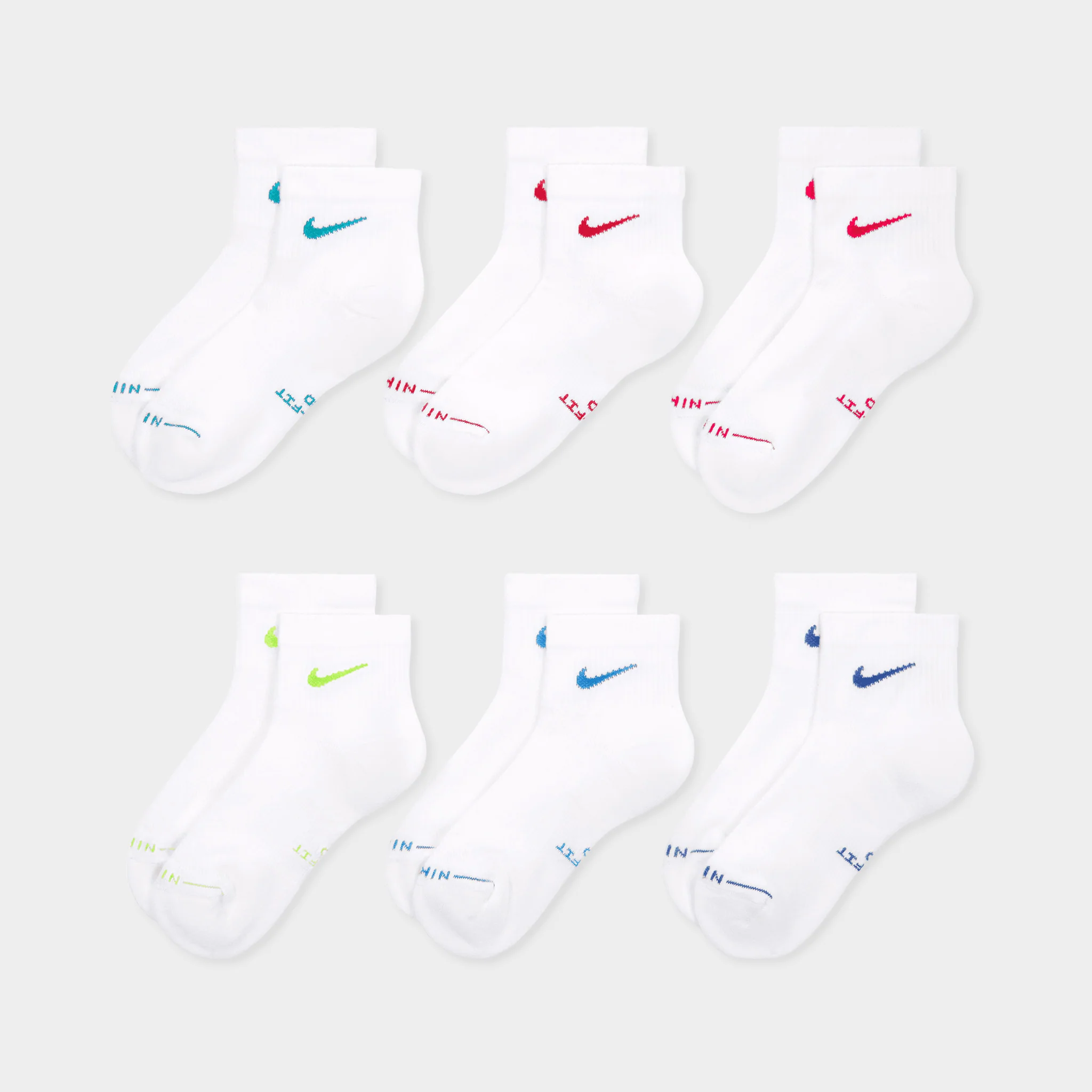 Nike Everyday Elevated Ankle Socks (6 Pack) White/ Multi - Image 2