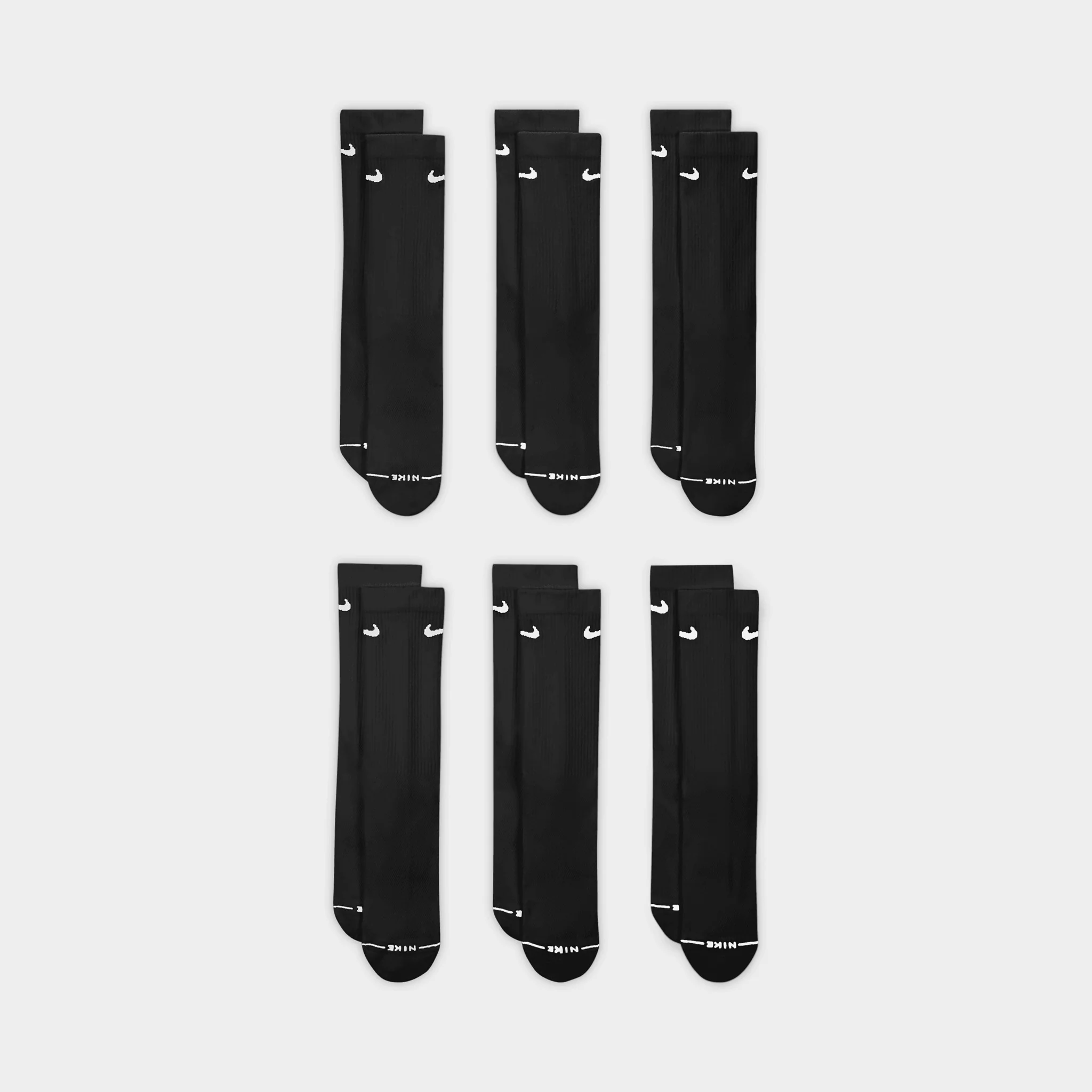 Nike Everyday Elevated Crew Socks (6-Pack) Black / White - Image 2