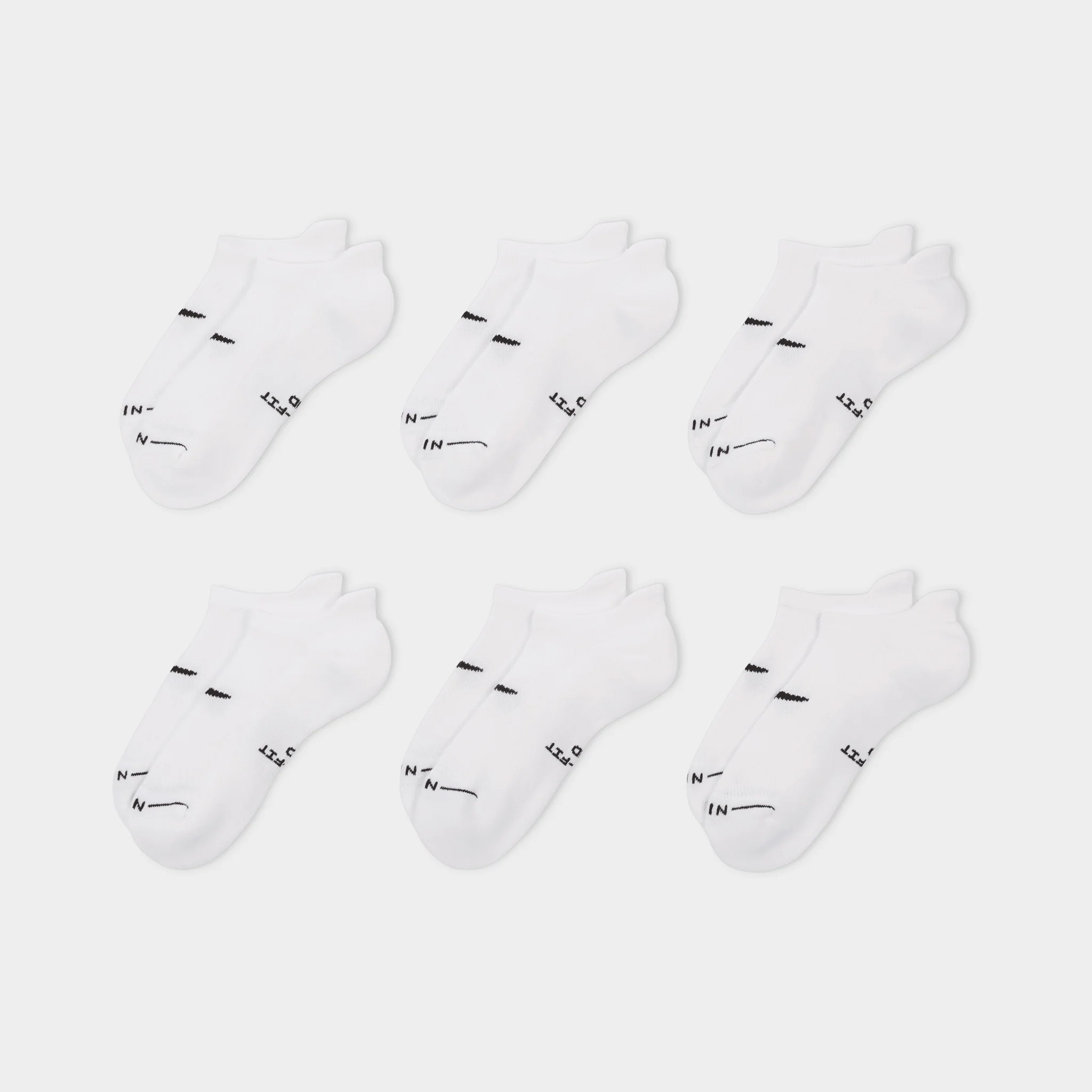 Nike Everyday Elevated No Show Socks (6-Pack) White / Black - Image 2