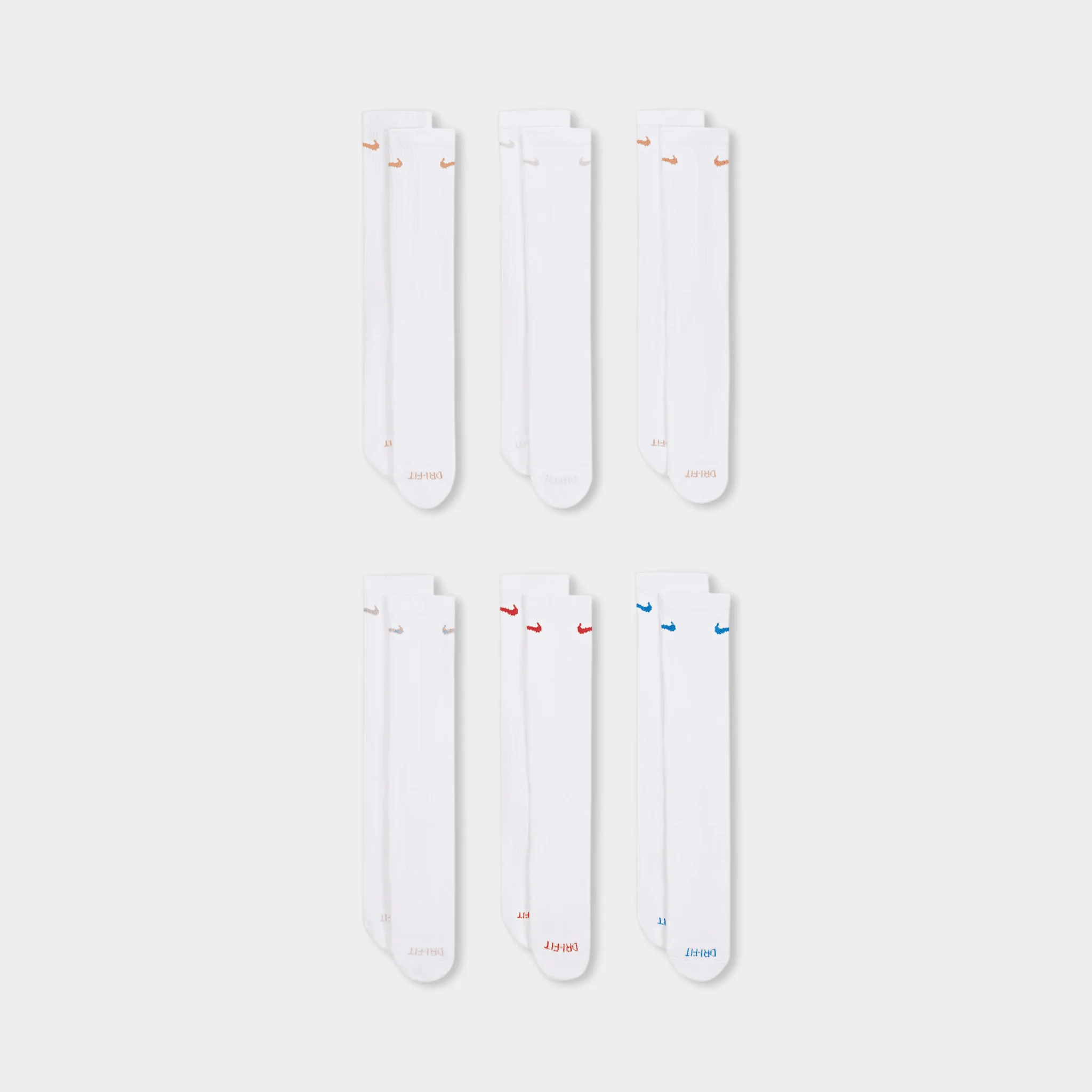 Nike Everyday Plus Cushioned Crew Socks (6 Pack) White/Multi - Image 3