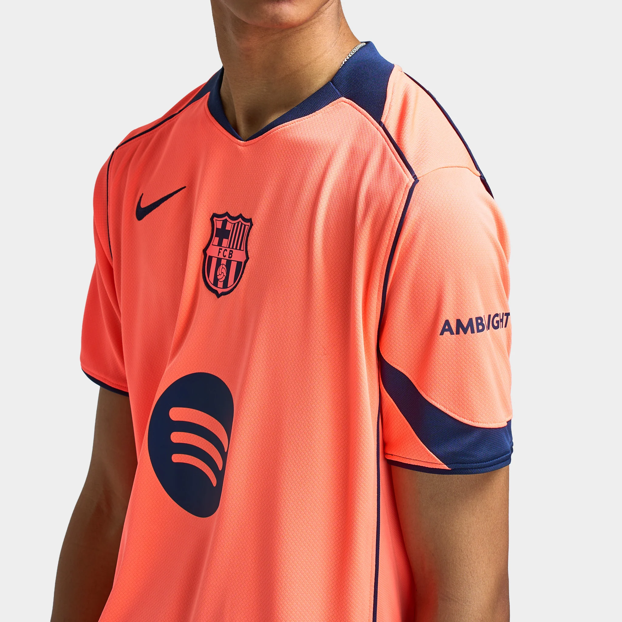 Nike FC Barcelona Dri-FIT 3R Jersey Bright Mango / Midnight Navy - Image 3