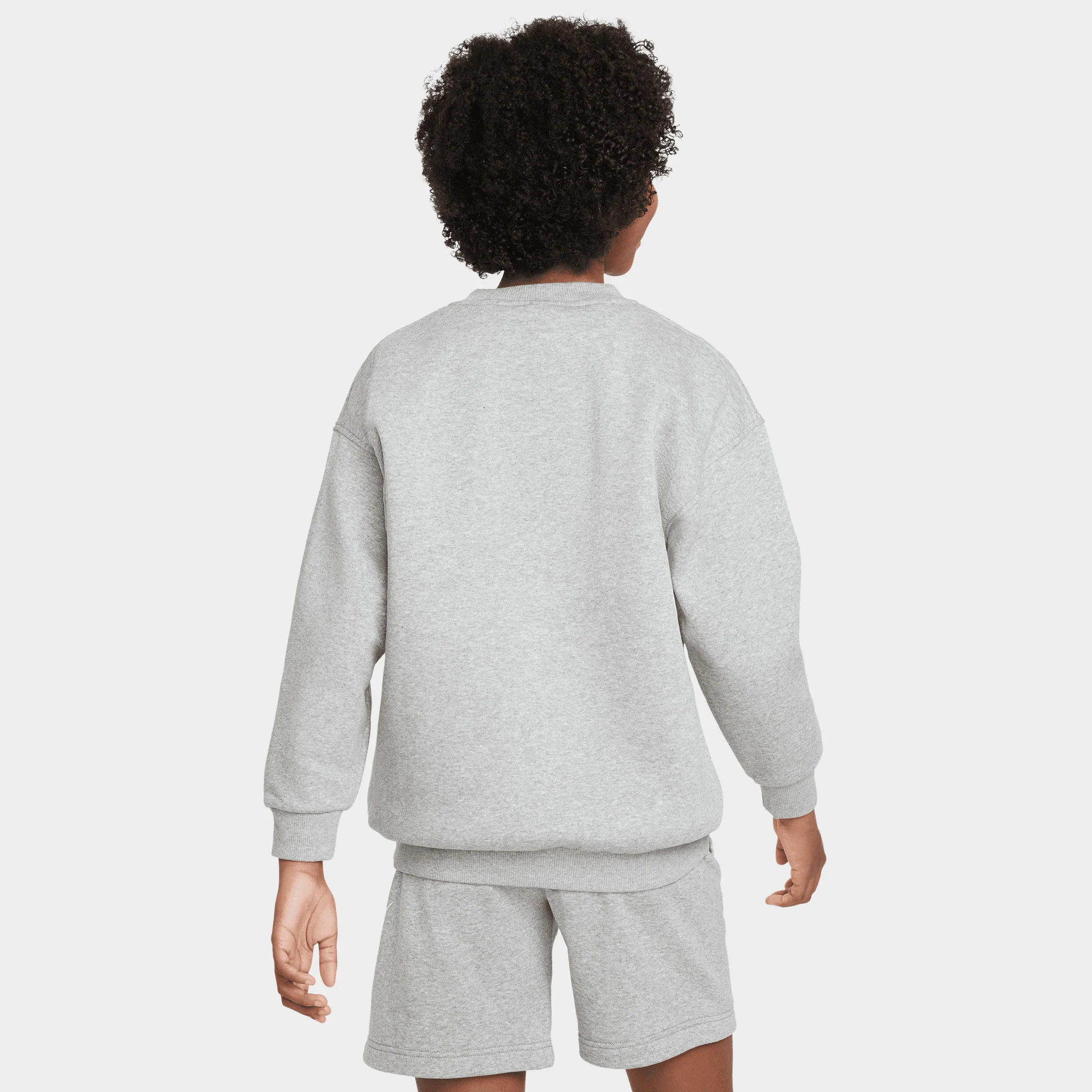 Nike Junior Girls' Club Fleece Oversized Crewneck Dark Grey Heather / White - Image 2