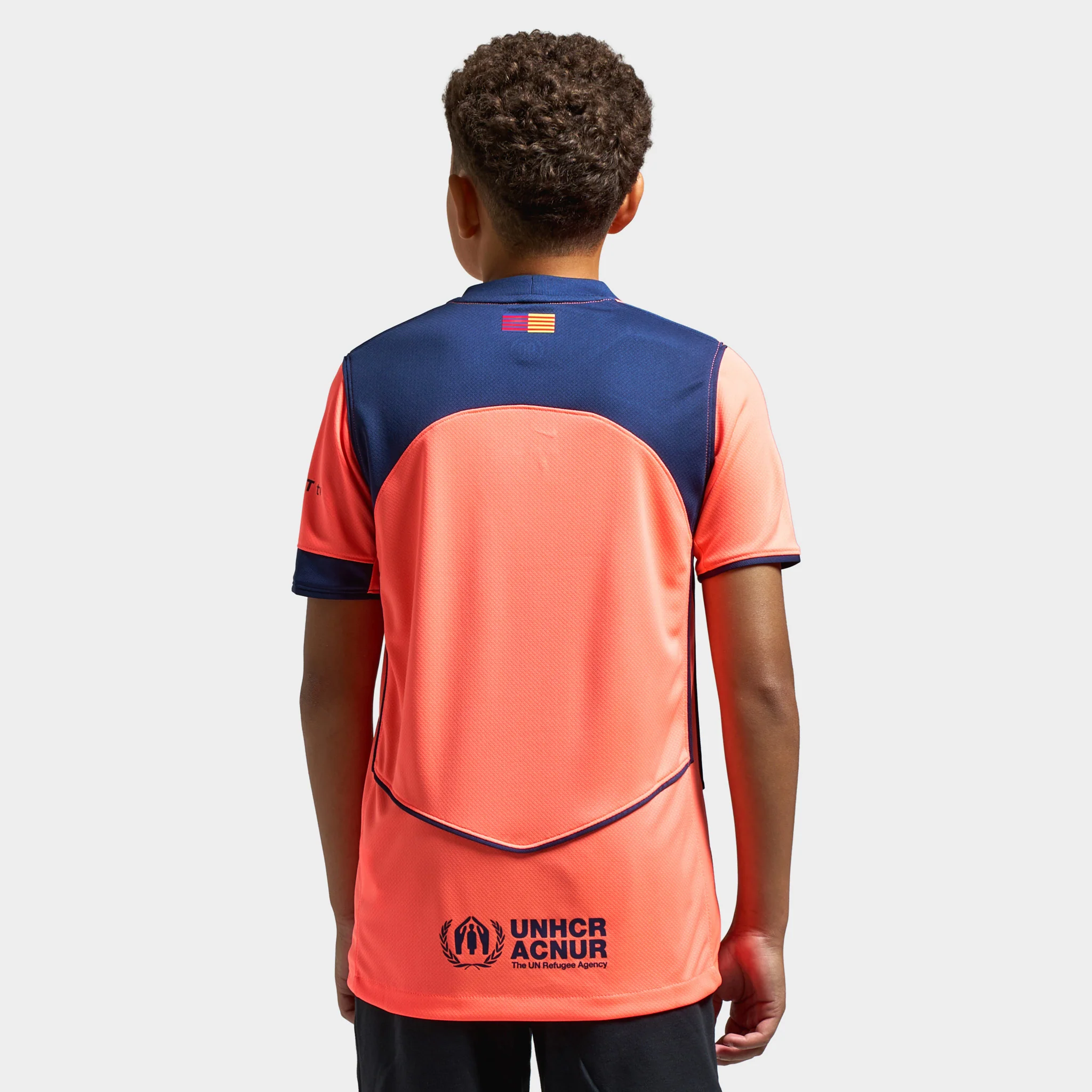 Nike Juniors' FCB 25/26 Jersey Stad 3R Bright Mango / Midnight Navy - Image 2