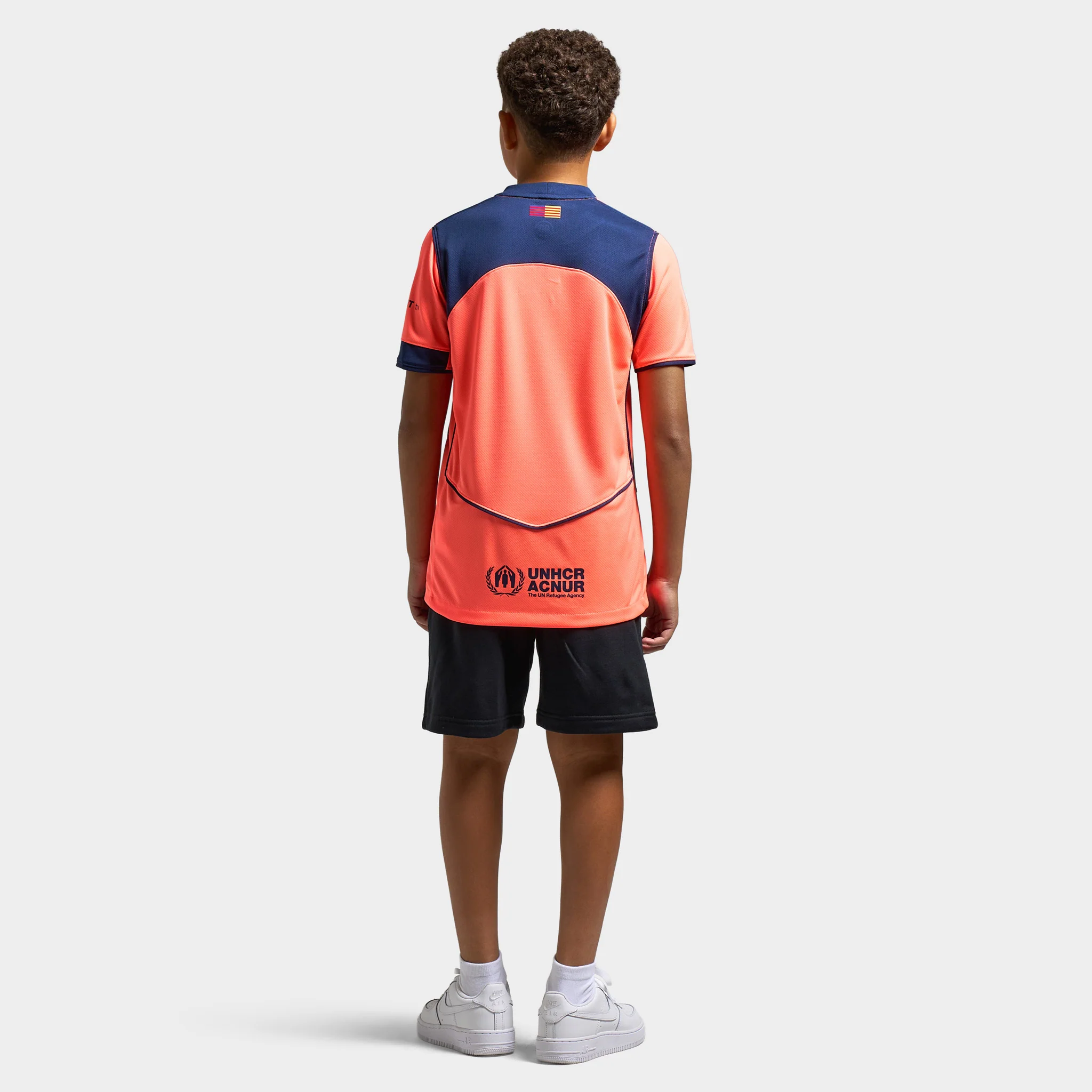 Nike Juniors' FCB 25/26 Jersey Stad 3R Bright Mango / Midnight Navy - Image 5