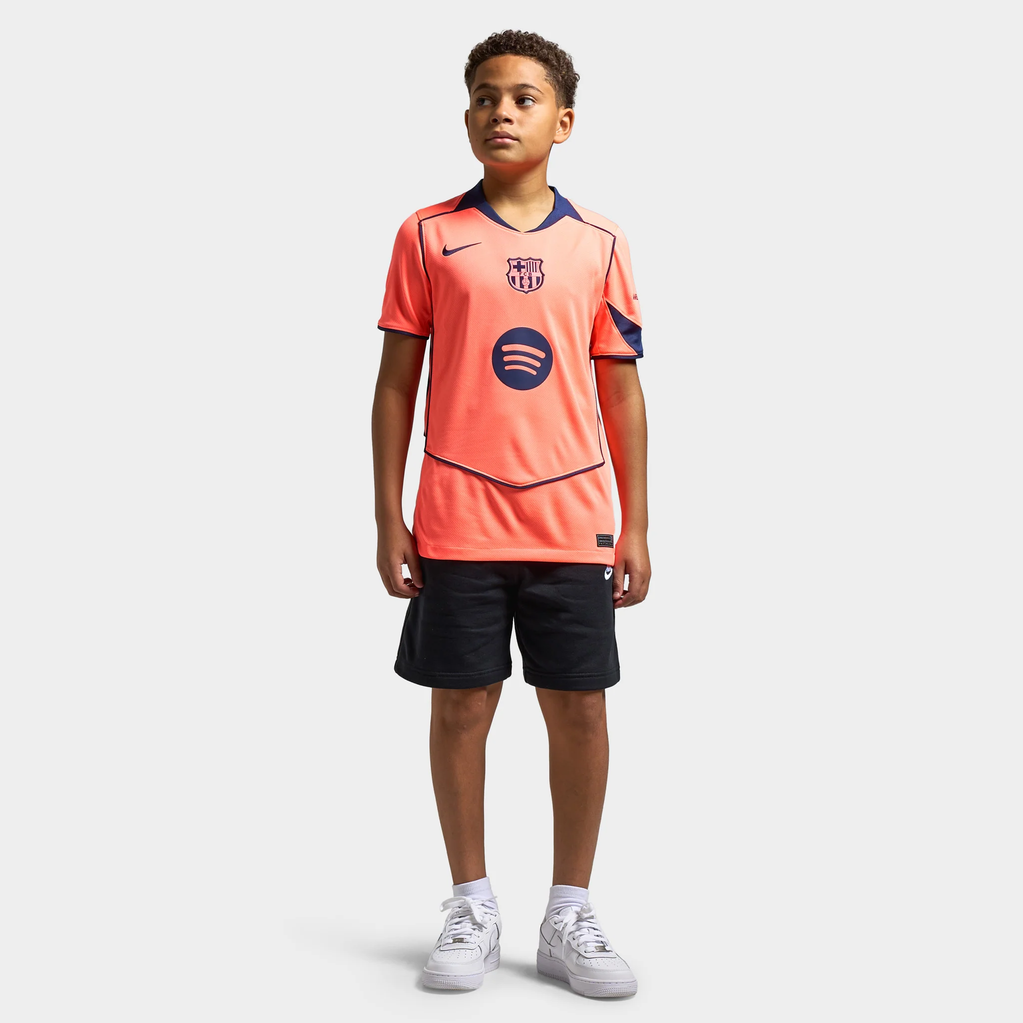 Nike Juniors' FCB 25/26 Jersey Stad 3R Bright Mango / Midnight Navy - Image 6