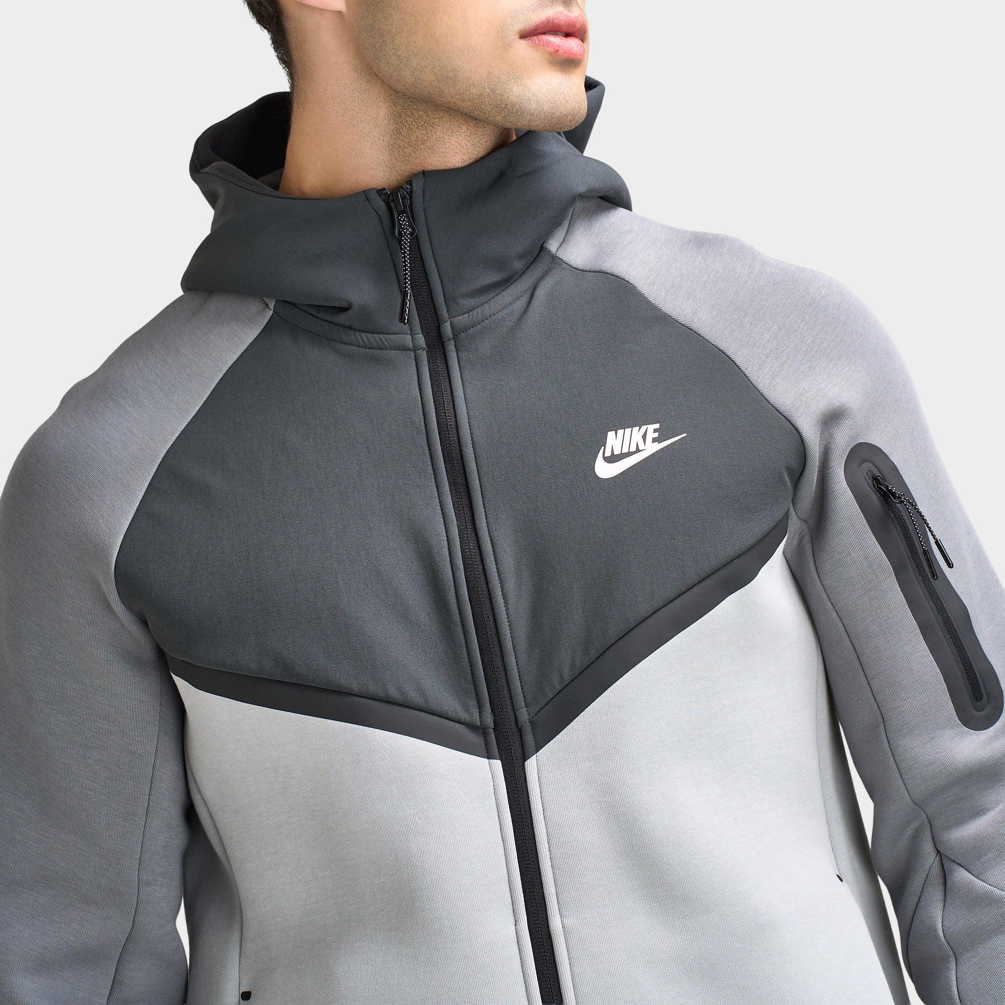 Nike Mix Tech Fleece Hoodie Smoke Grey / Anthracite / Pink - Image 3
