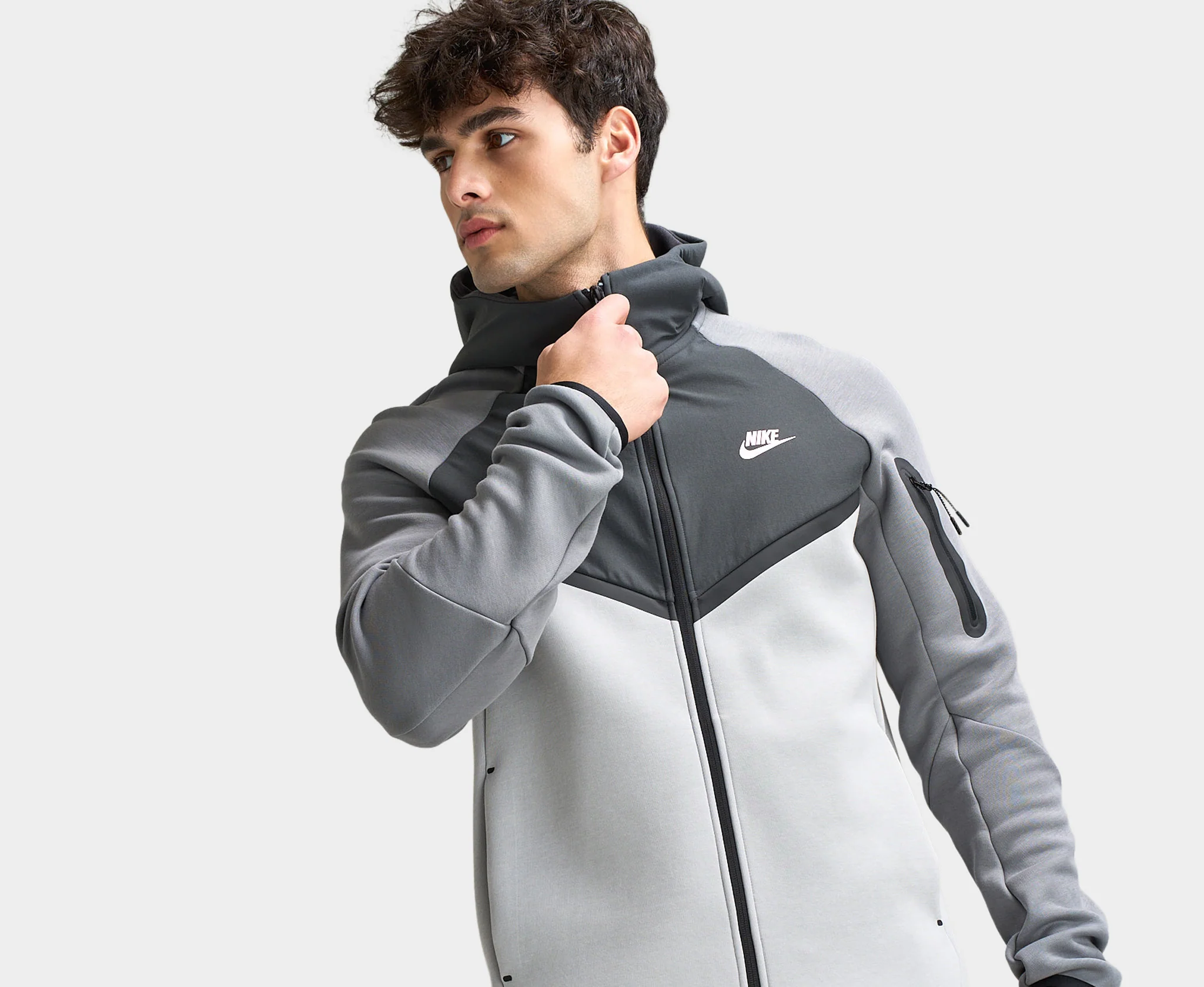 Nike Mix Tech Fleece Hoodie Smoke Grey / Anthracite / Pink - Image 4