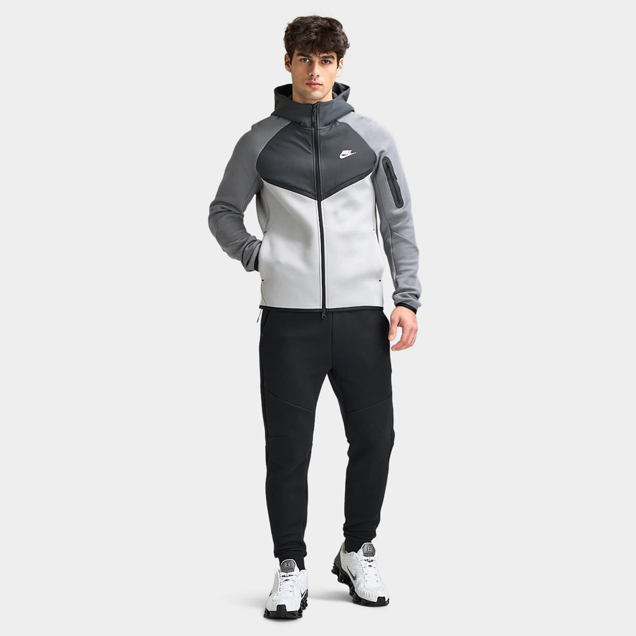 Nike Mix Tech Fleece Hoodie Smoke Grey / Anthracite / Pink - Image 5