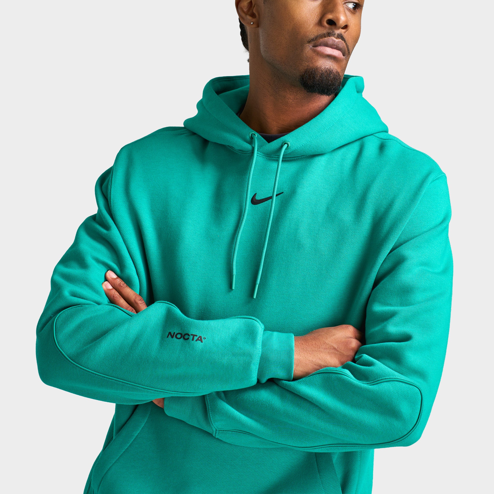 Nike NOCTA Fleece CS Pullover Hoodie Neptune Green / Black - Image 3