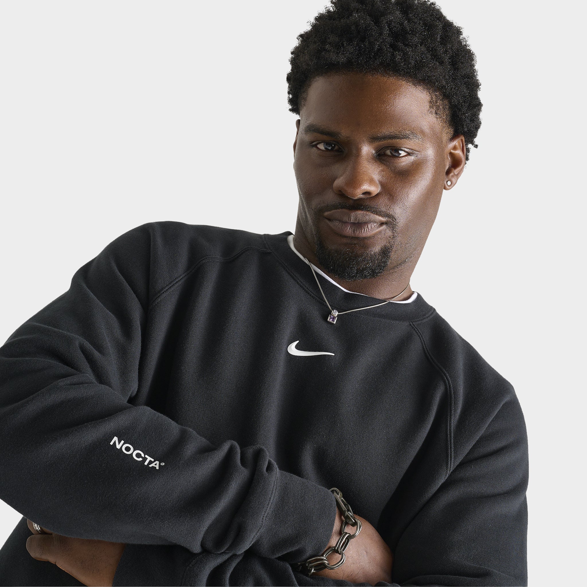 Nike NOCTA CS Cardinal  Fleece Crewneck Black / White - Image 3