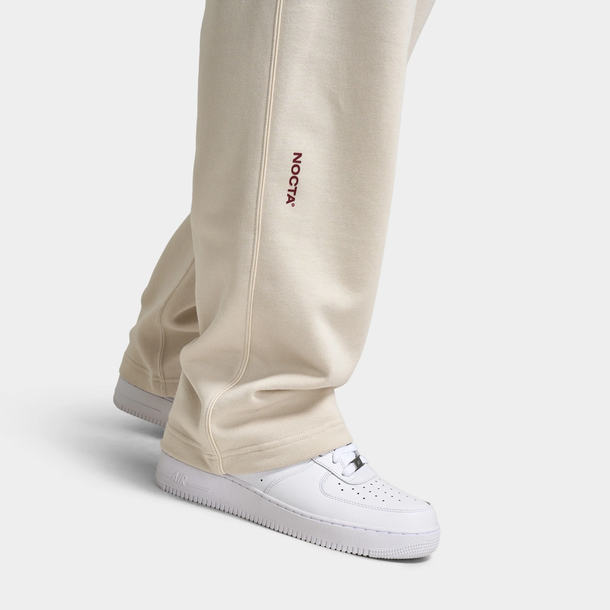 Nike NOCTA Cardinal Fleece Open Hem Sweatpants Light Orewood Brown / Team Red - Image 6