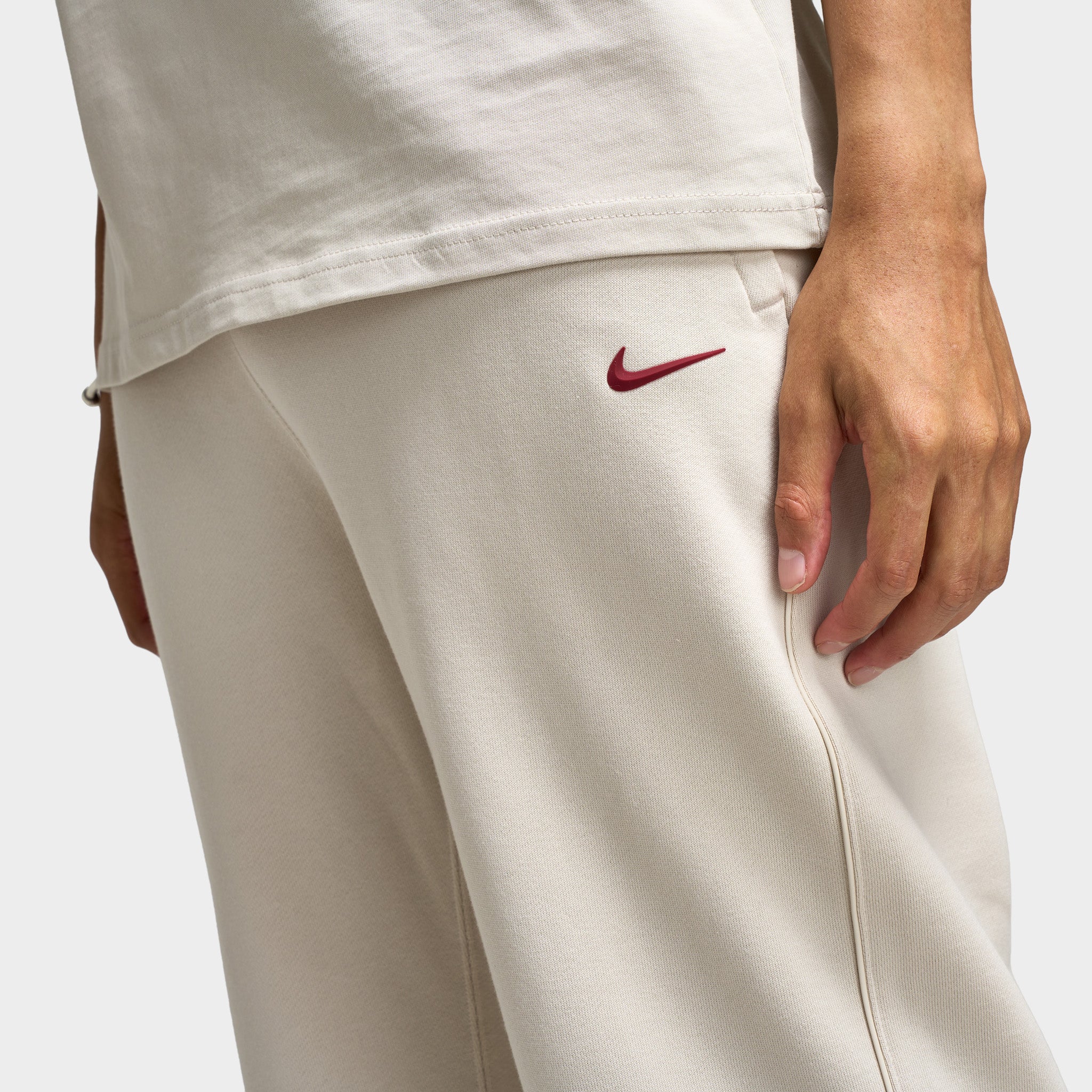 Nike NOCTA Cardinal Fleece Open Hem Sweatpants Light Orewood Brown / Team Red - Image 7