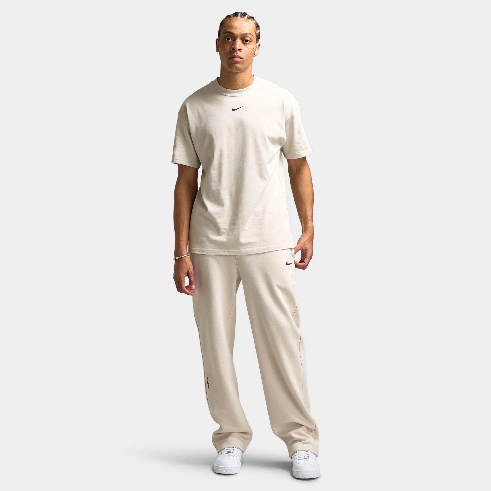 Nike NOCTA Cardinal Fleece Open Hem Sweatpants Light Orewood Brown / Team Red - Image 8