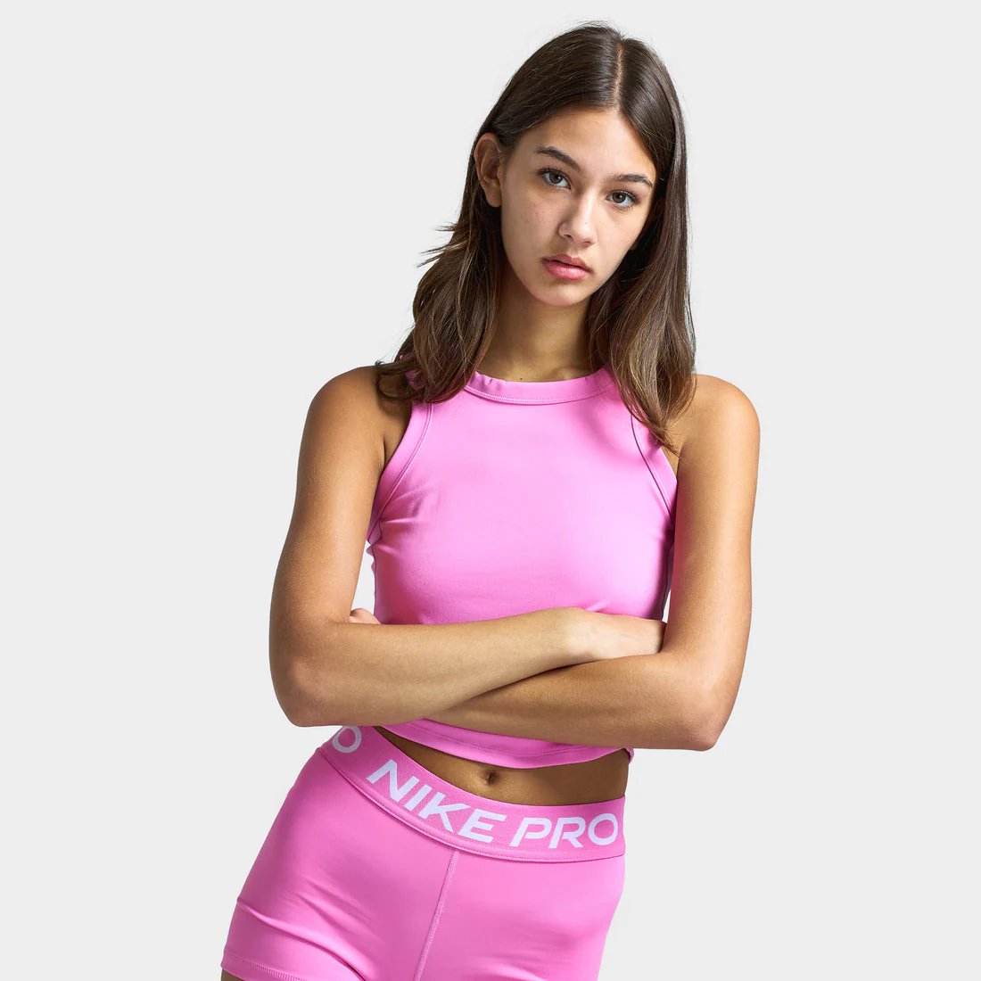 Nike One Fitted Women's Dri-FIT Cropped Tank Top Playful Pink / Black - Image 4