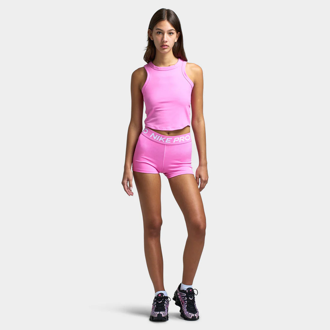 Nike One Fitted Women's Dri-FIT Cropped Tank Top Playful Pink / Black - Image 5