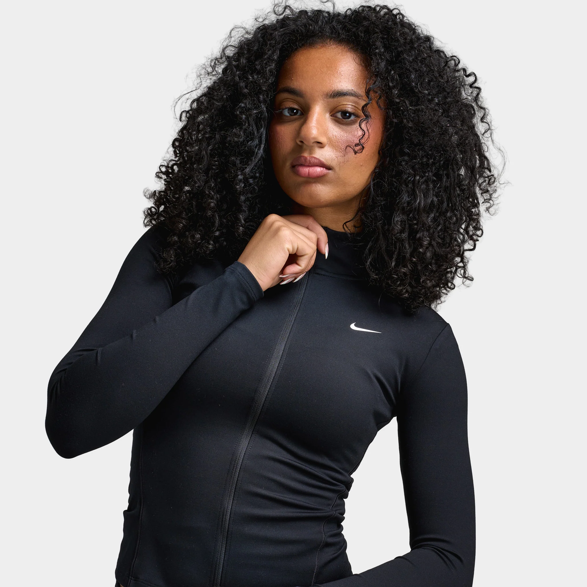 Nike One Women's Dri Fit Fullzip Fitted Jacket Black / White - Image 3