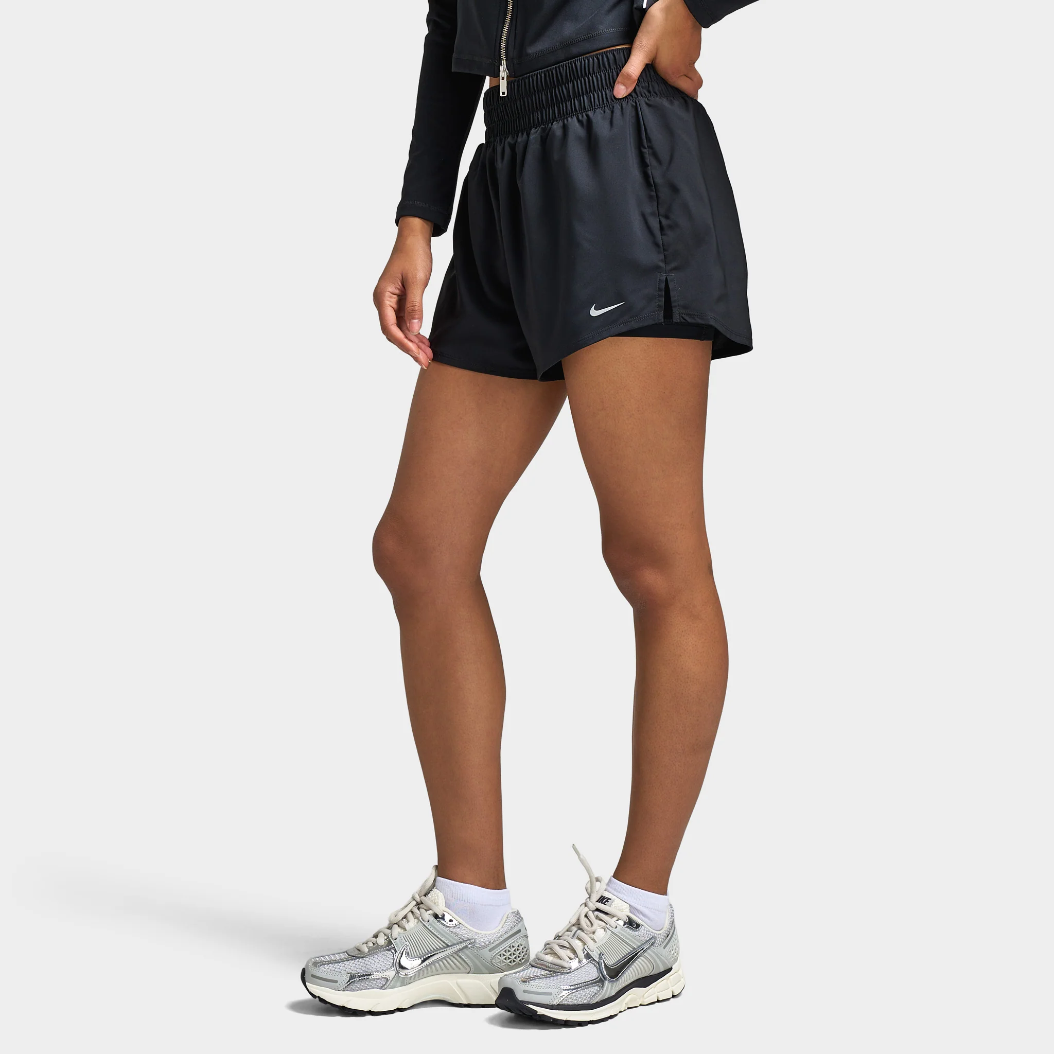 Nike One Women's Dri Fit High Rise 3in1 Shorts Black / Reflective Silver - Image 3