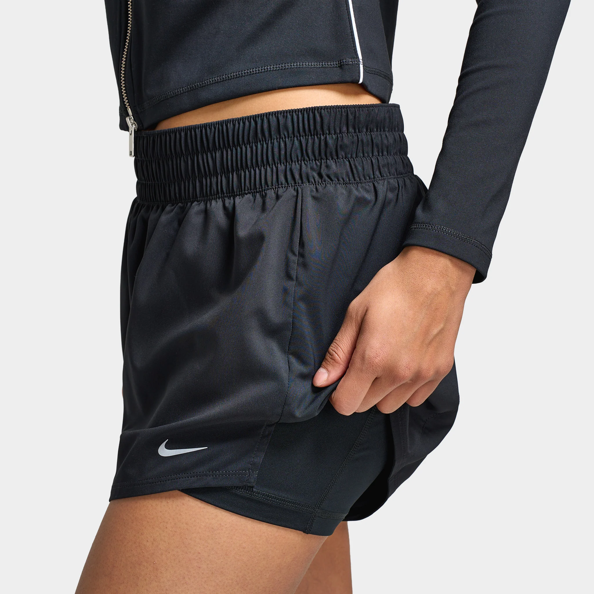 Nike One Women's Dri Fit High Rise 3in1 Shorts Black / Reflective Silver - Image 5
