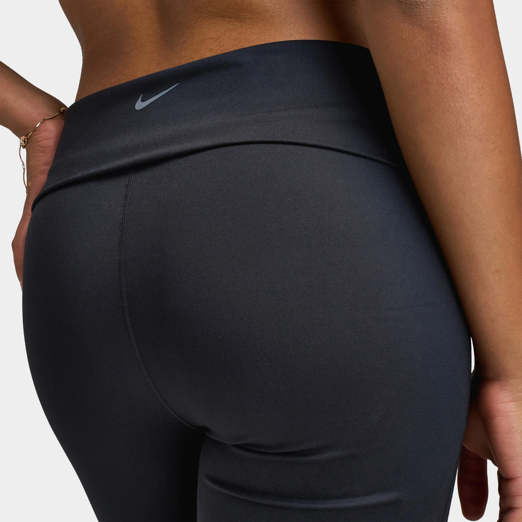 Nike One Women's Dri-FIT High Waisted Fold-Over Pants / Black - Image 5