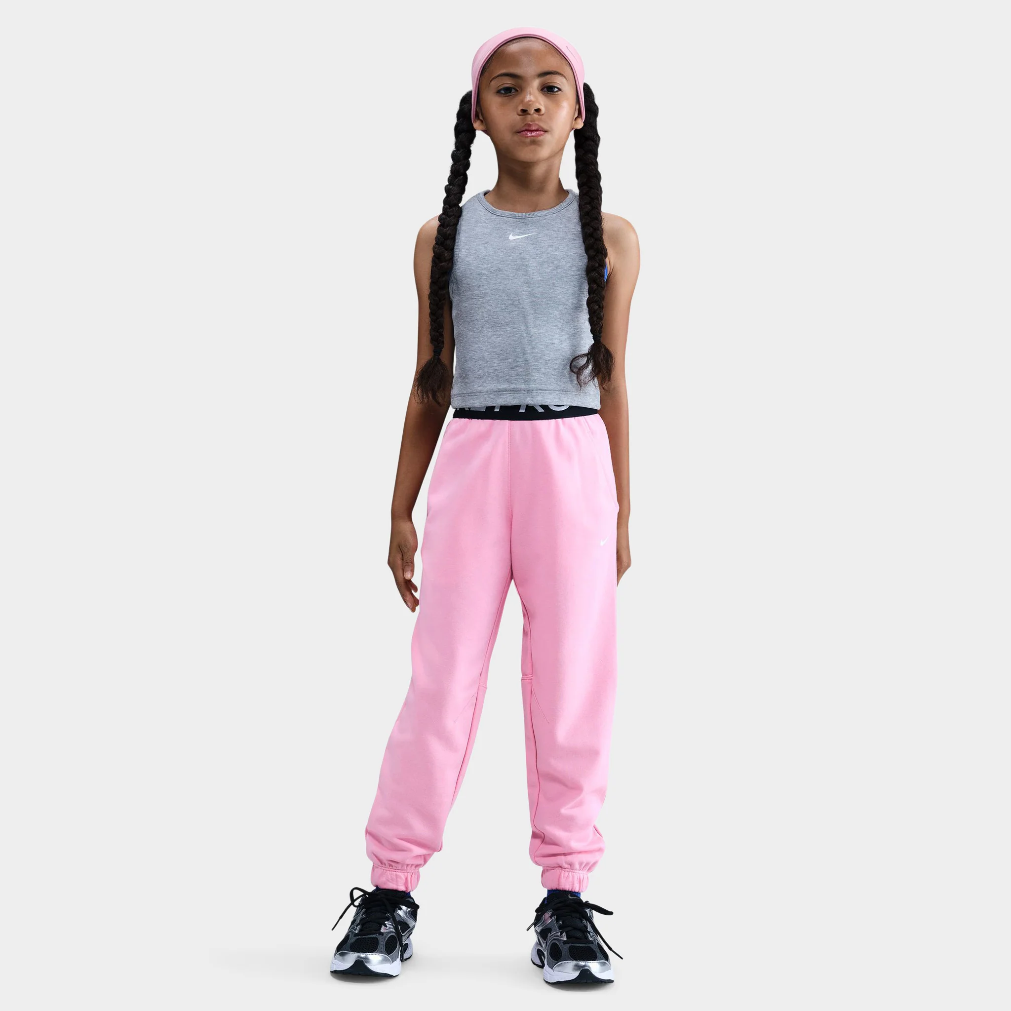 Nike Pro Junior Girls' Dri Fit Fleece Joggers / Med Soft Pink - Image 5