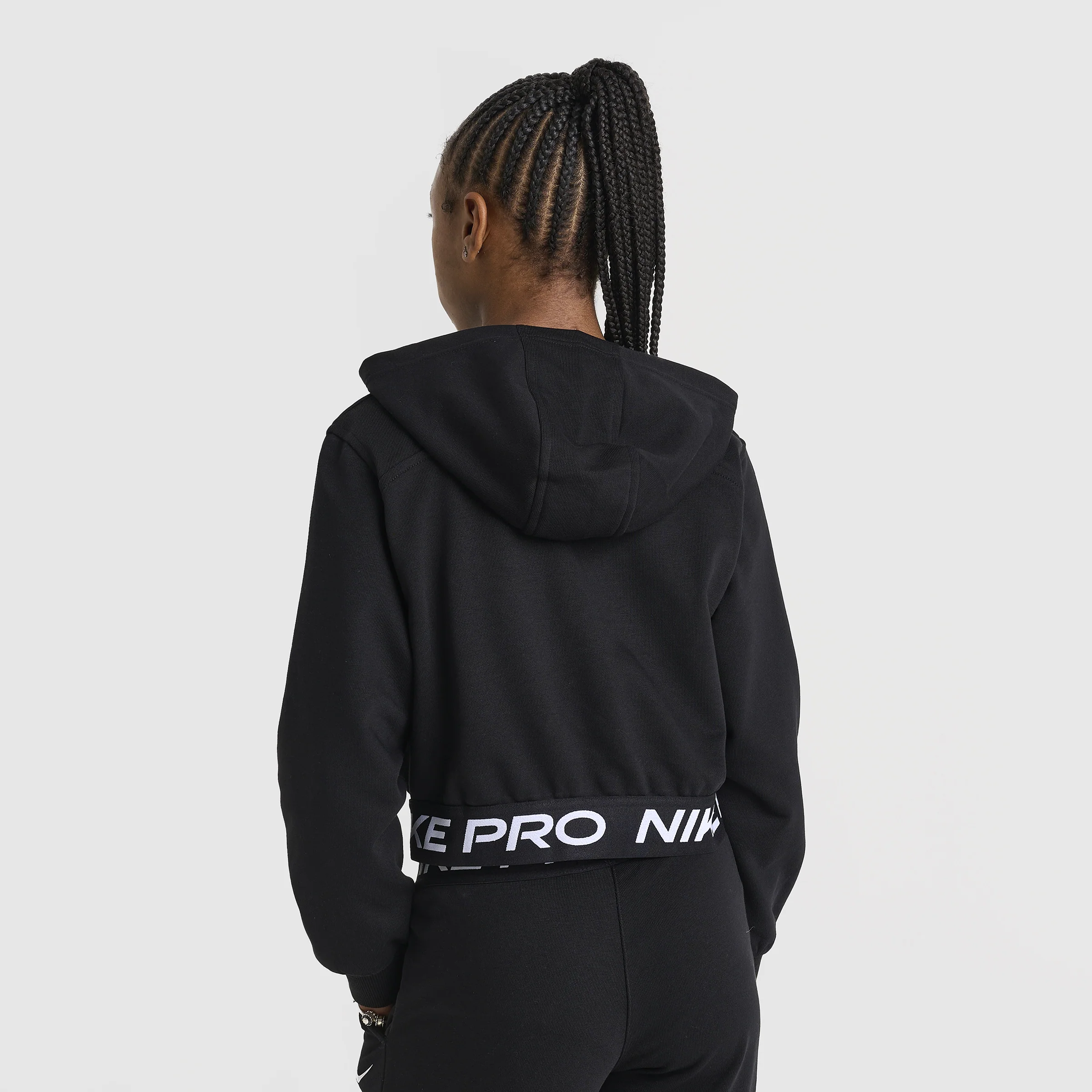 Nike Pro Junior Girls' Dri-FIT Full Zip Fleece Hoodie Black / Black - Image 2