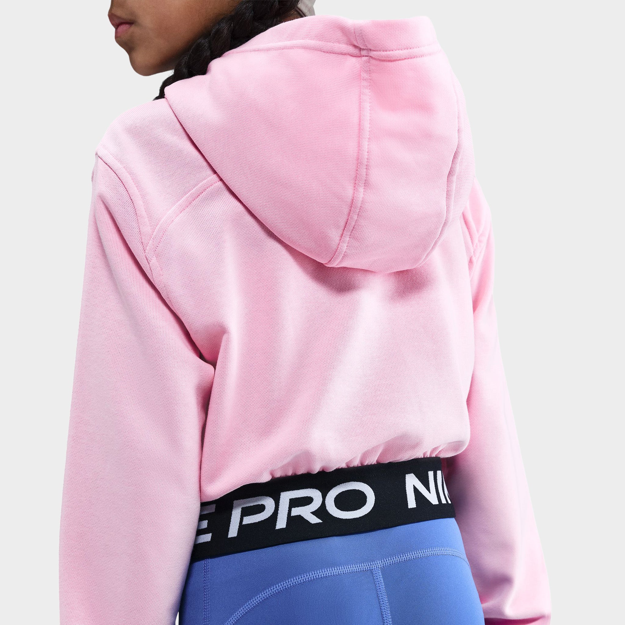 Nike Pro Junior Girls' Dri Fit Full Zip Fleece Hoodie / Med Soft Pink - Image 2