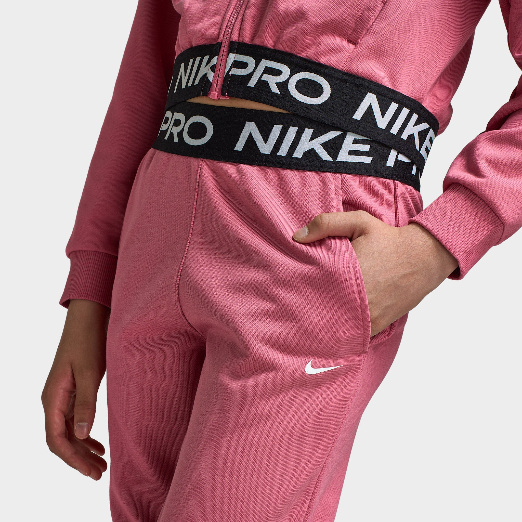 Nike Pro Juniors' Fleece Joggers Peony / Peony - Black - Image 5