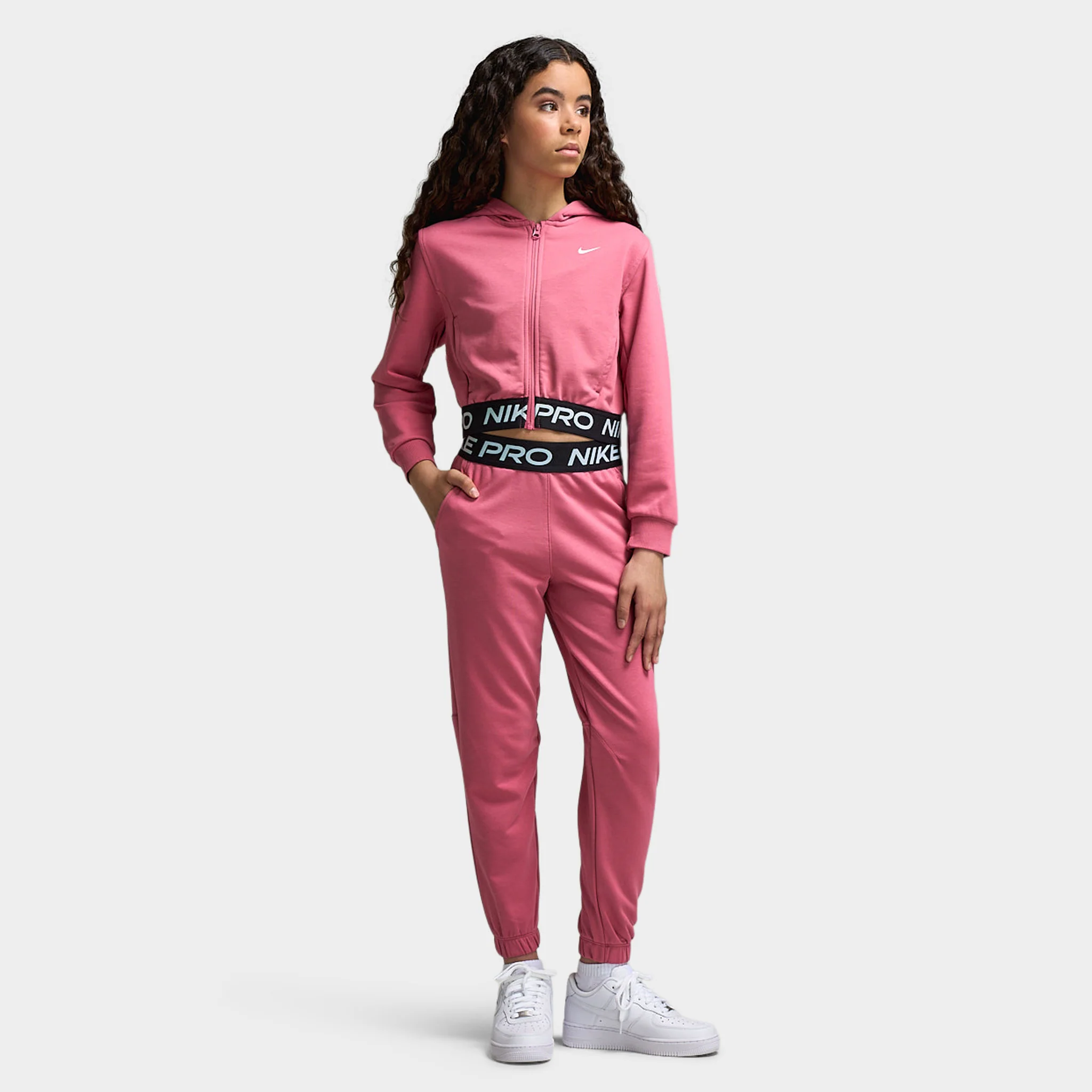 Nike Pro Juniors' Fleece Joggers Peony / Peony - Black - Image 6