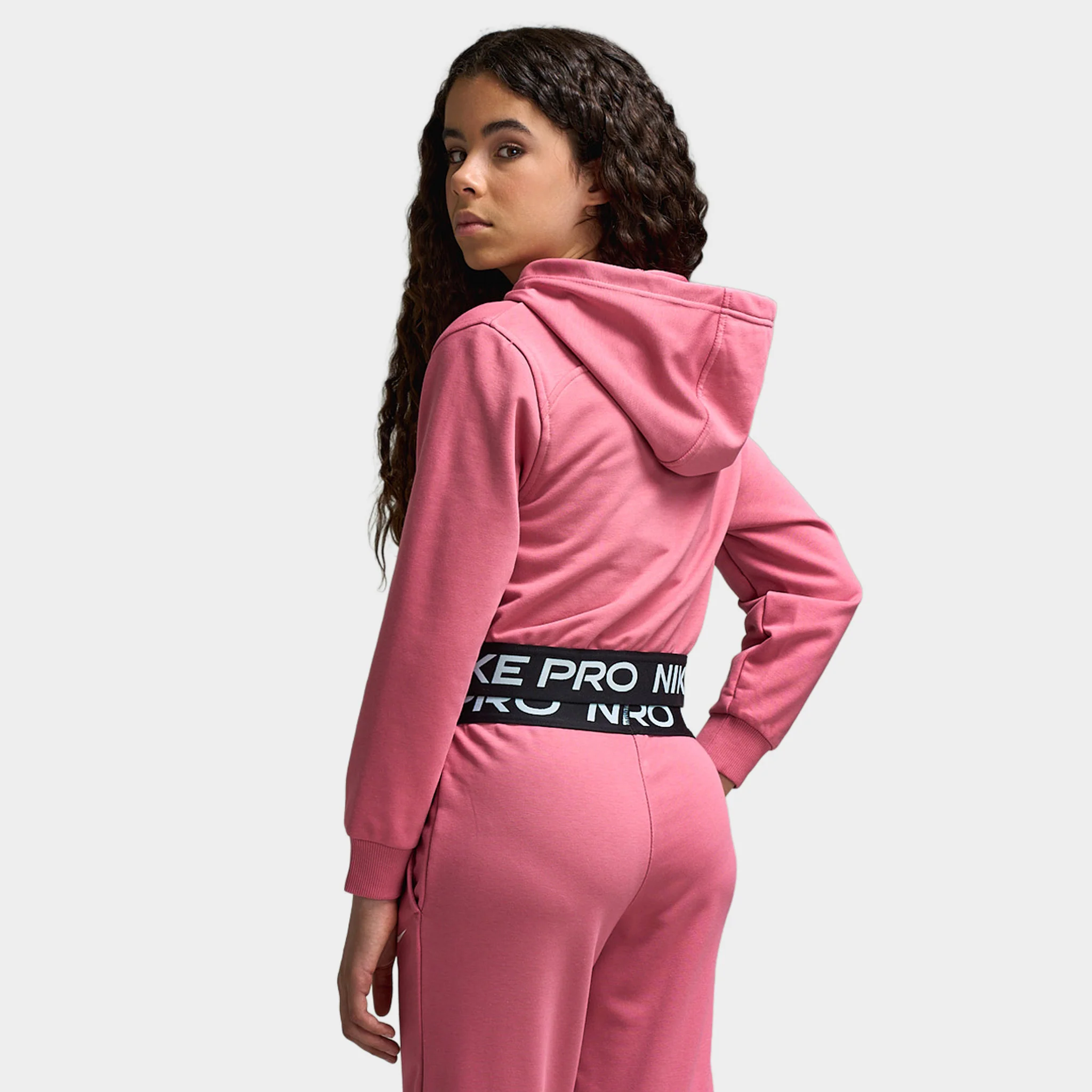 Nike Pro Juniors' Full Zip Fleece Hoodie Peony / Peony - Black - Image 2