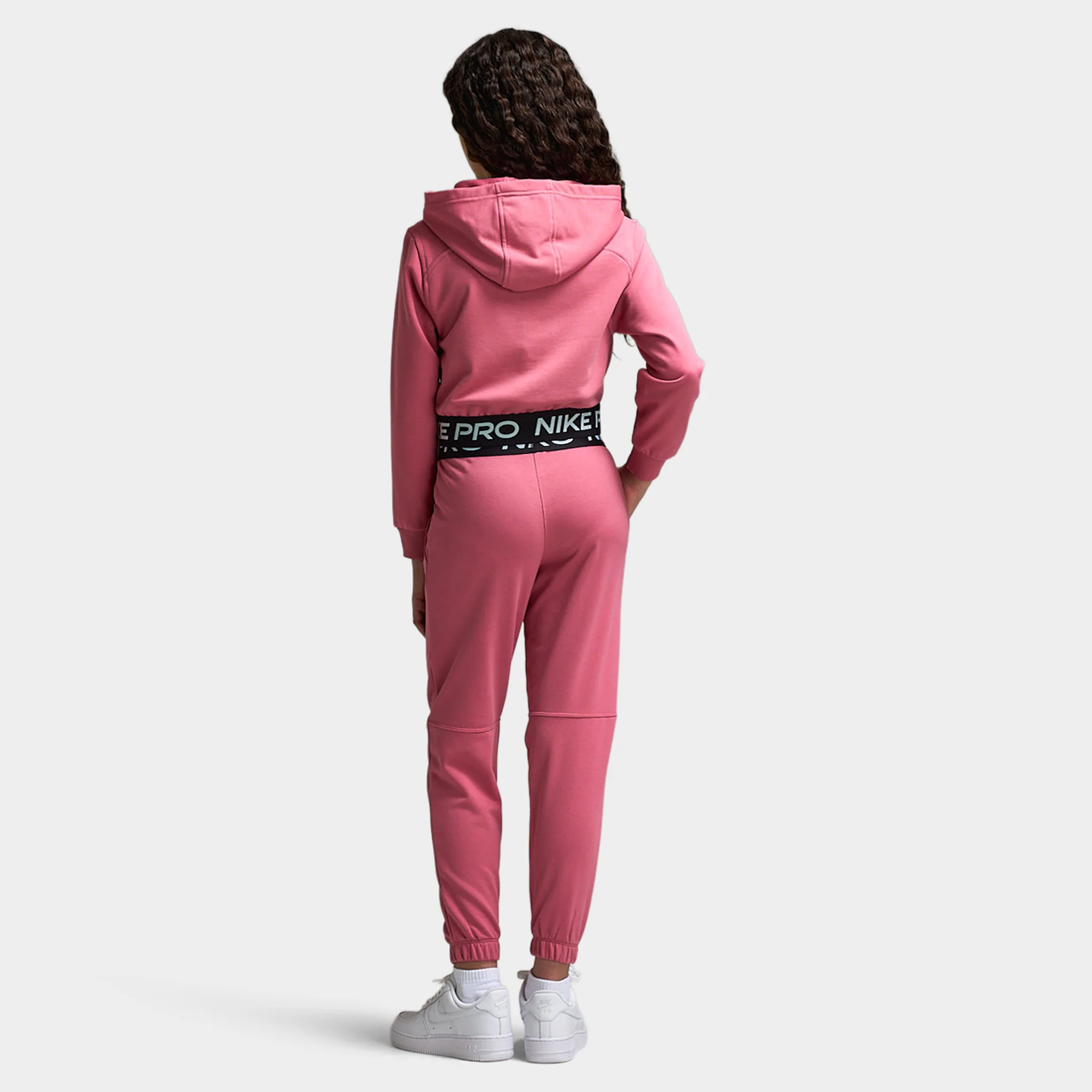 Nike Pro Juniors' Full Zip Fleece Hoodie Peony / Peony - Black - Image 6