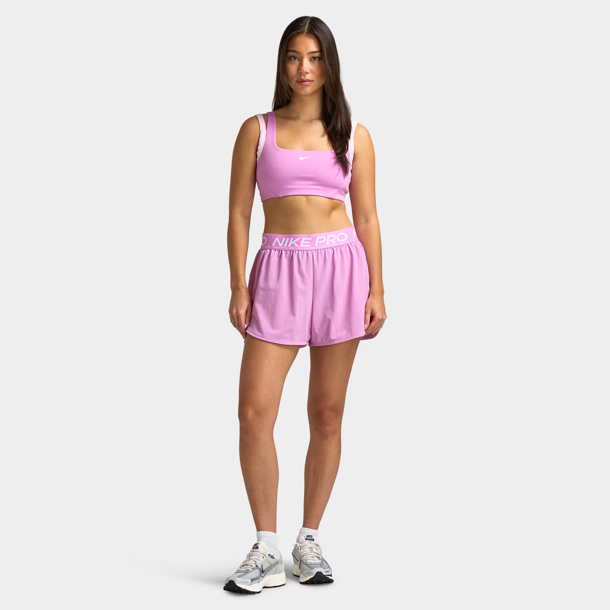 Nike Pro Women's 2in1 Shorts / Light Magenta / White - Image 6