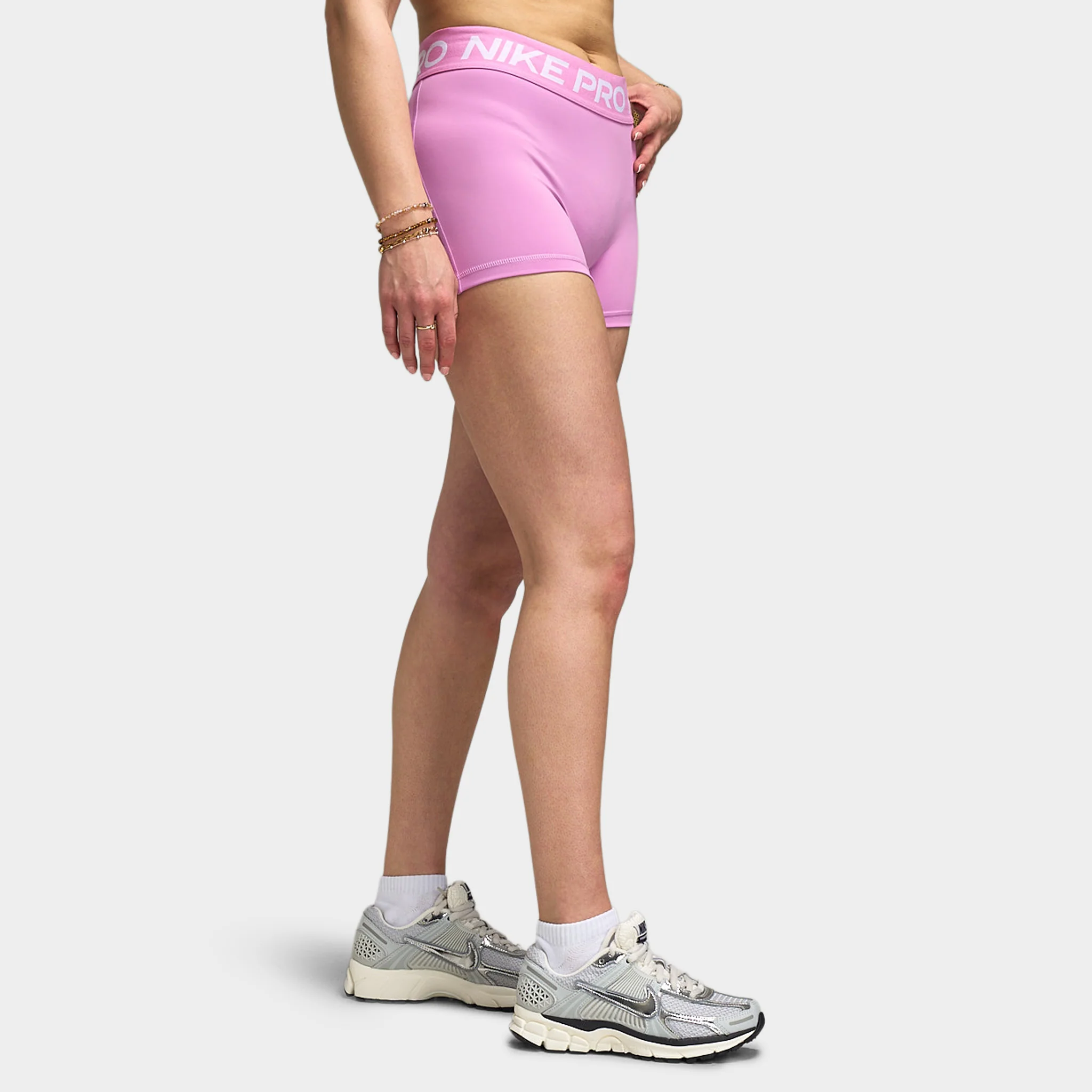 Nike Pro Women's 365 Mid Rise 3in Shorts USM Light Magenta / White - Image 3