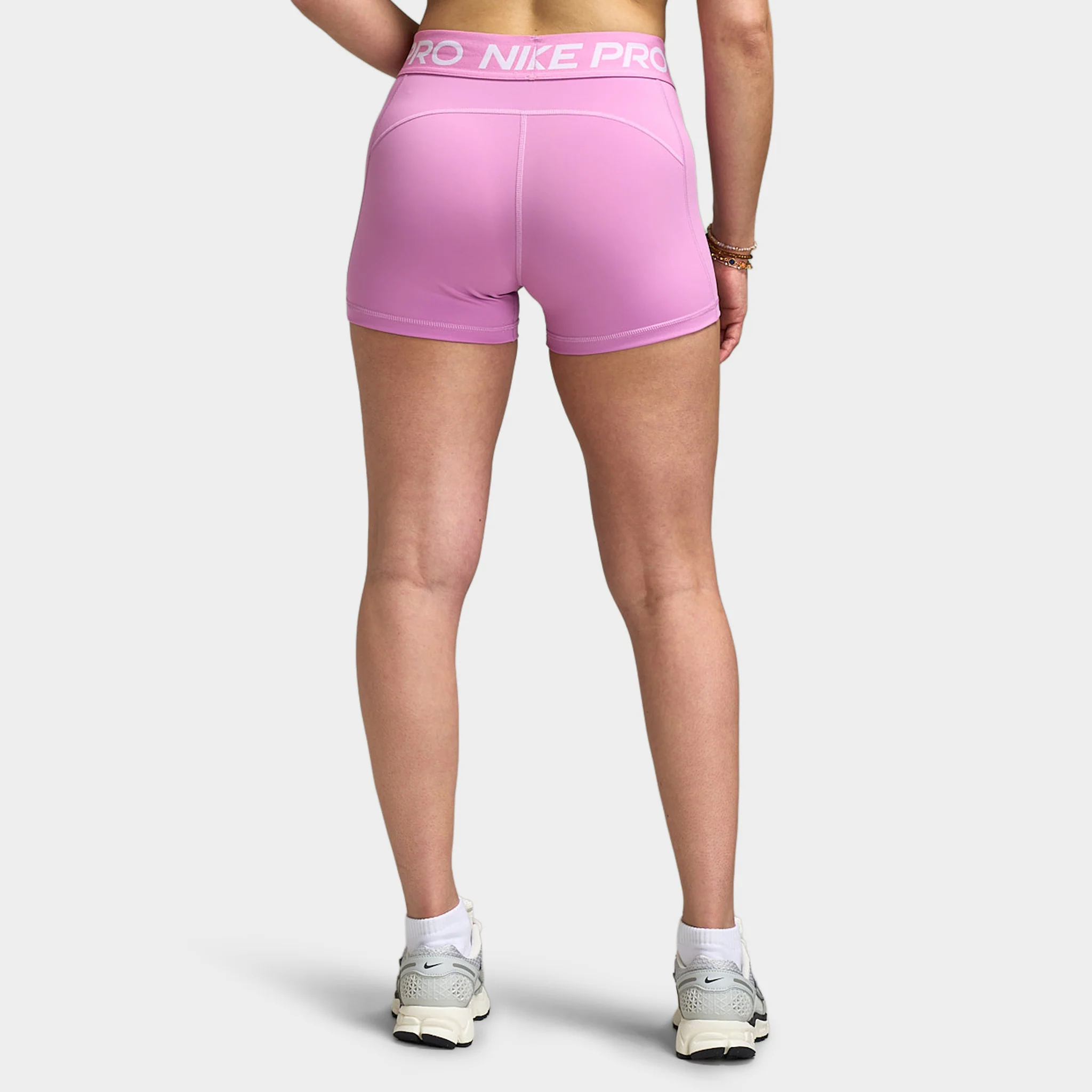 Nike Pro Women's 365 Mid Rise 3in Shorts USM Light Magenta / White - Image 4