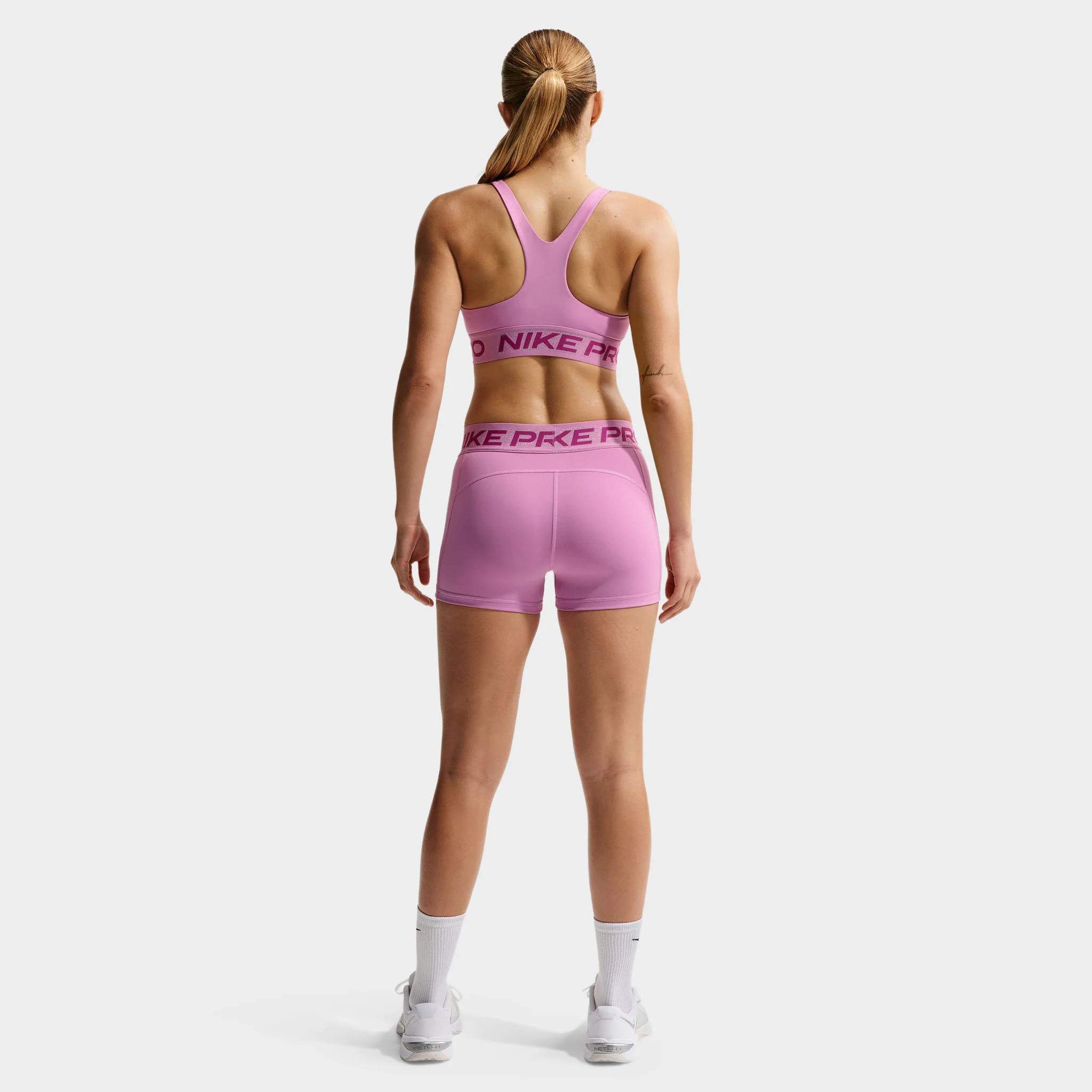 Nike Pro Women's 365 Midrise 3" Shorts Light Magenta / Ice Peach - Image 2