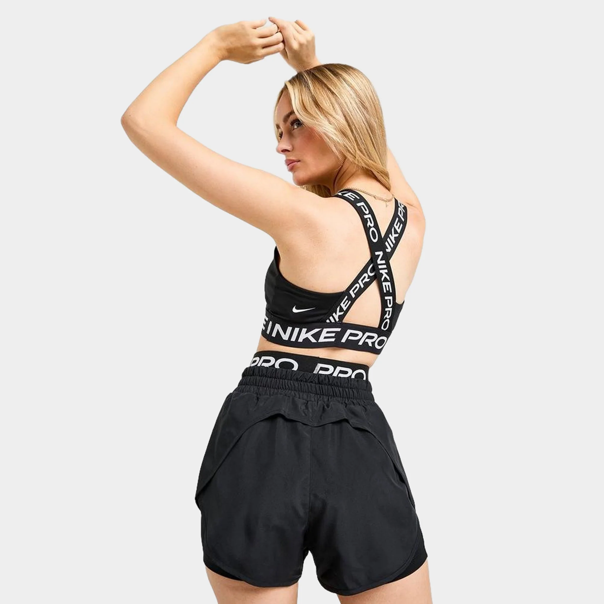 Nike Pro Women's Light-Support Padded Sports Bra Black / Black - White - Image 2